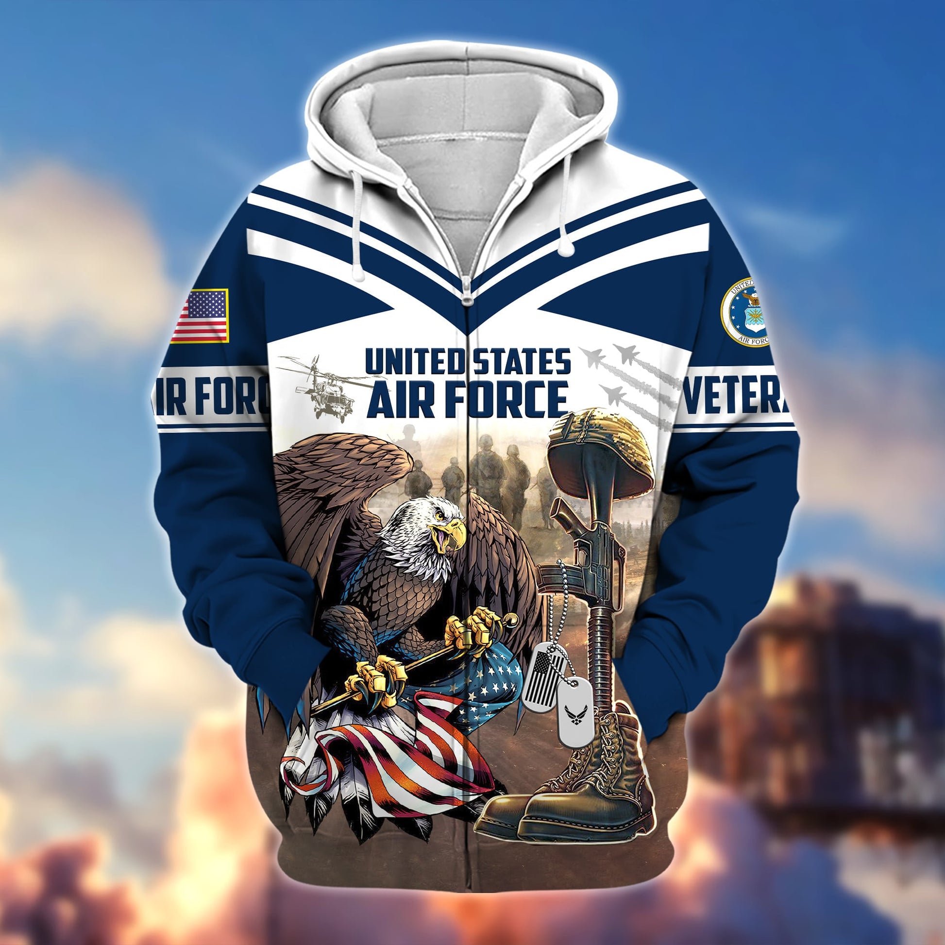 Premium Proudly Served US Veteran Zip Hoodie APVC220901