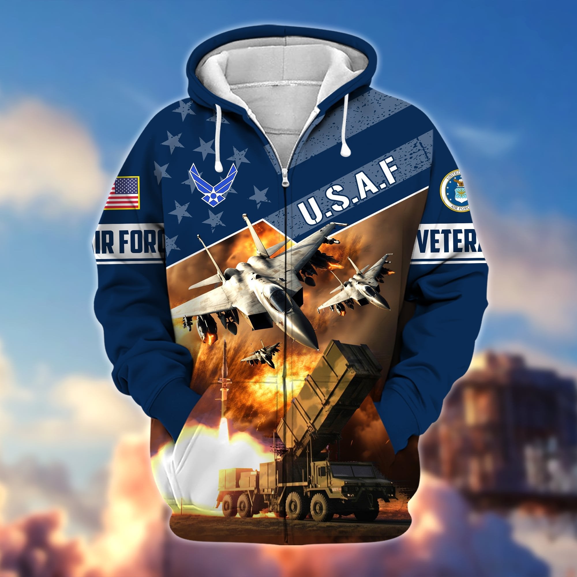 Premium Multiple Military Services US Veteran Zip Hoodie APVC270901