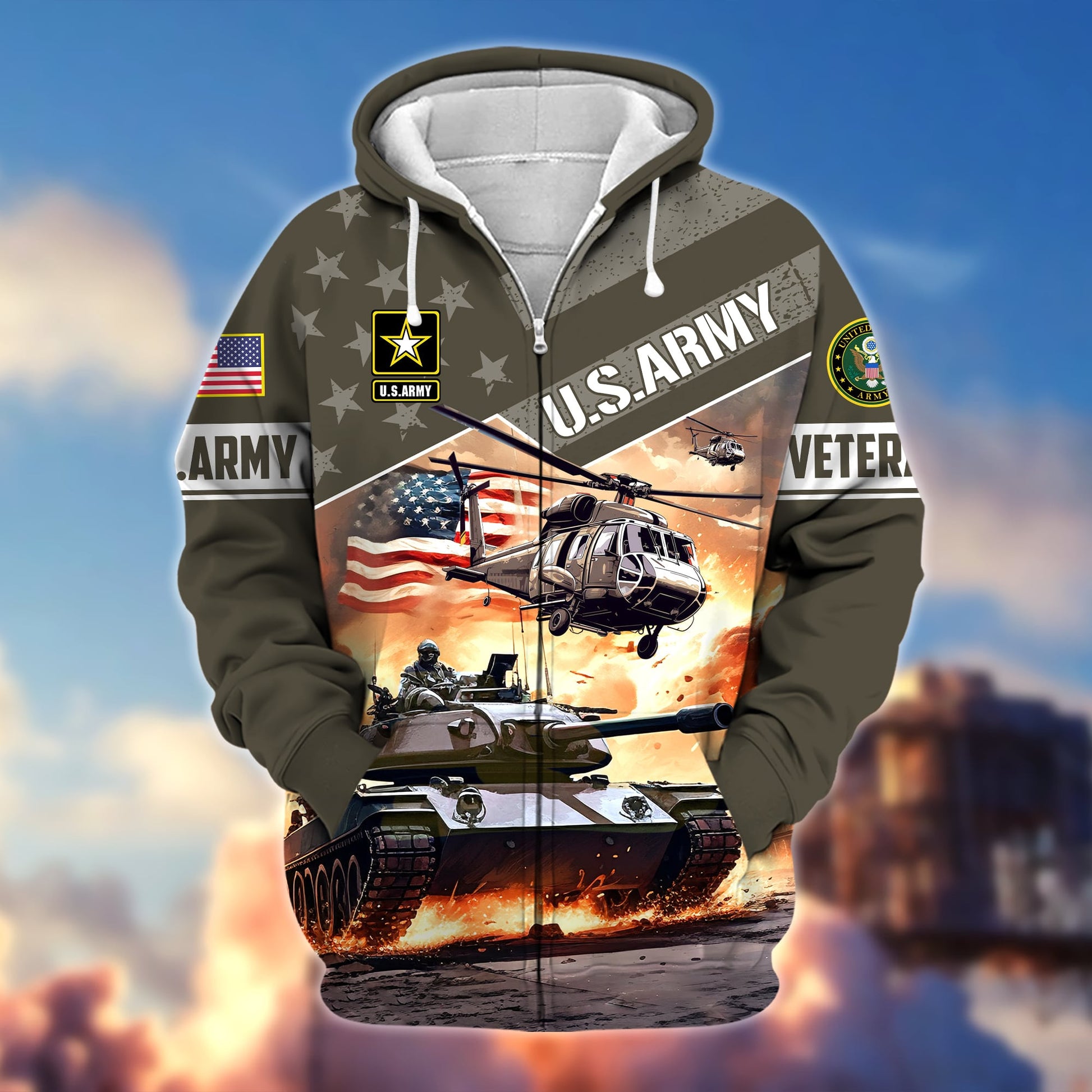 Premium Multiple Military Services US Veteran Zip Hoodie APVC270901