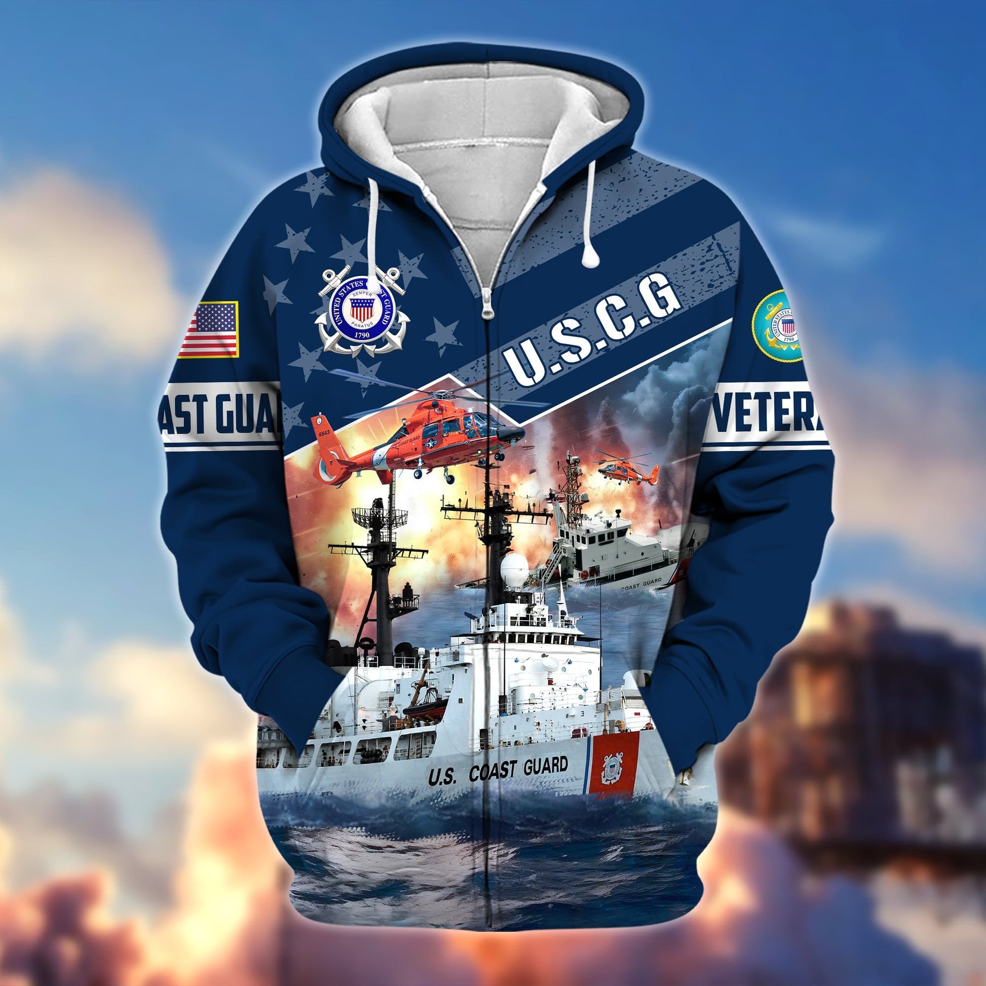 Premium Multiple Military Services US Veteran Zip Hoodie APVC270901