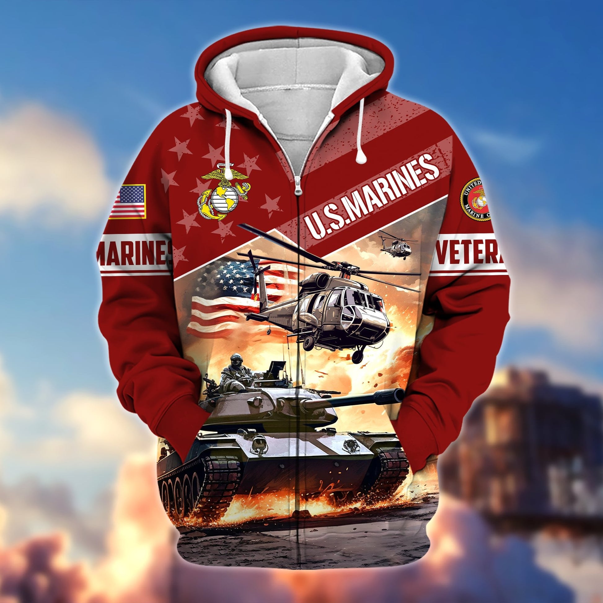 Premium Multiple Military Services US Veteran Zip Hoodie APVC270901