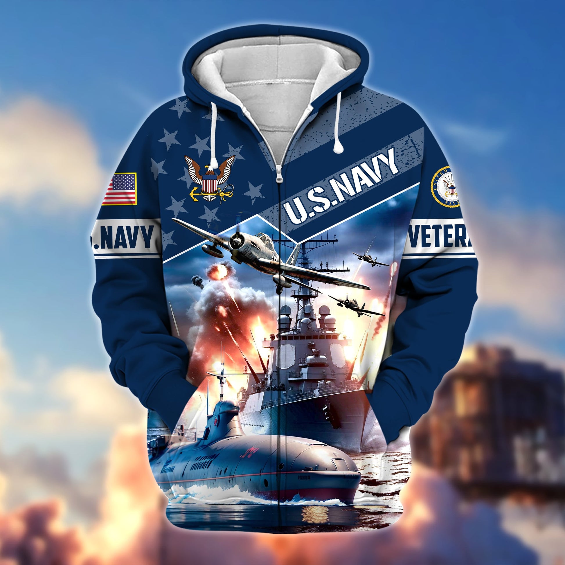 Premium Multiple Military Services US Veteran Zip Hoodie APVC270901