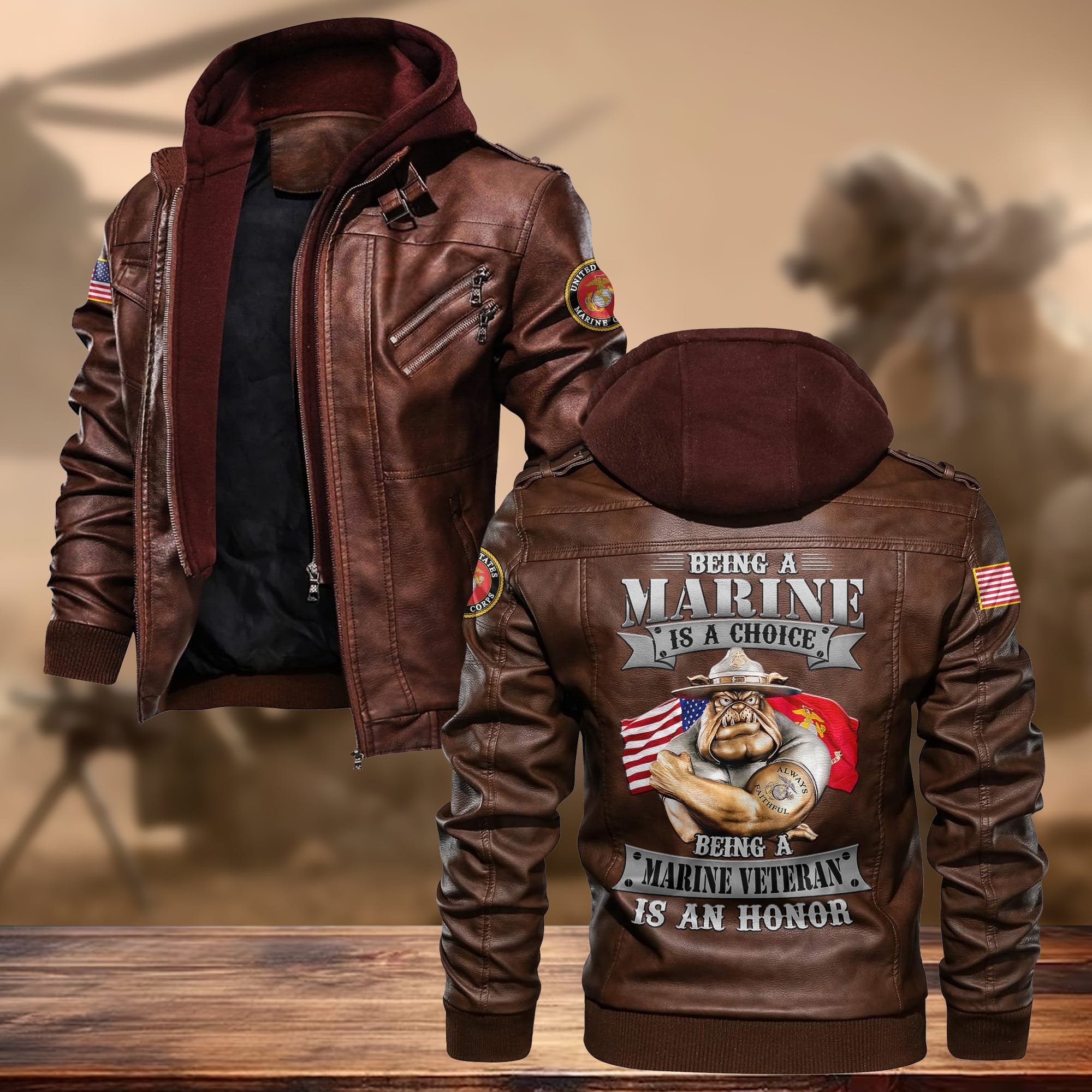 Premium US Veteran Leather Jacket APVC130906