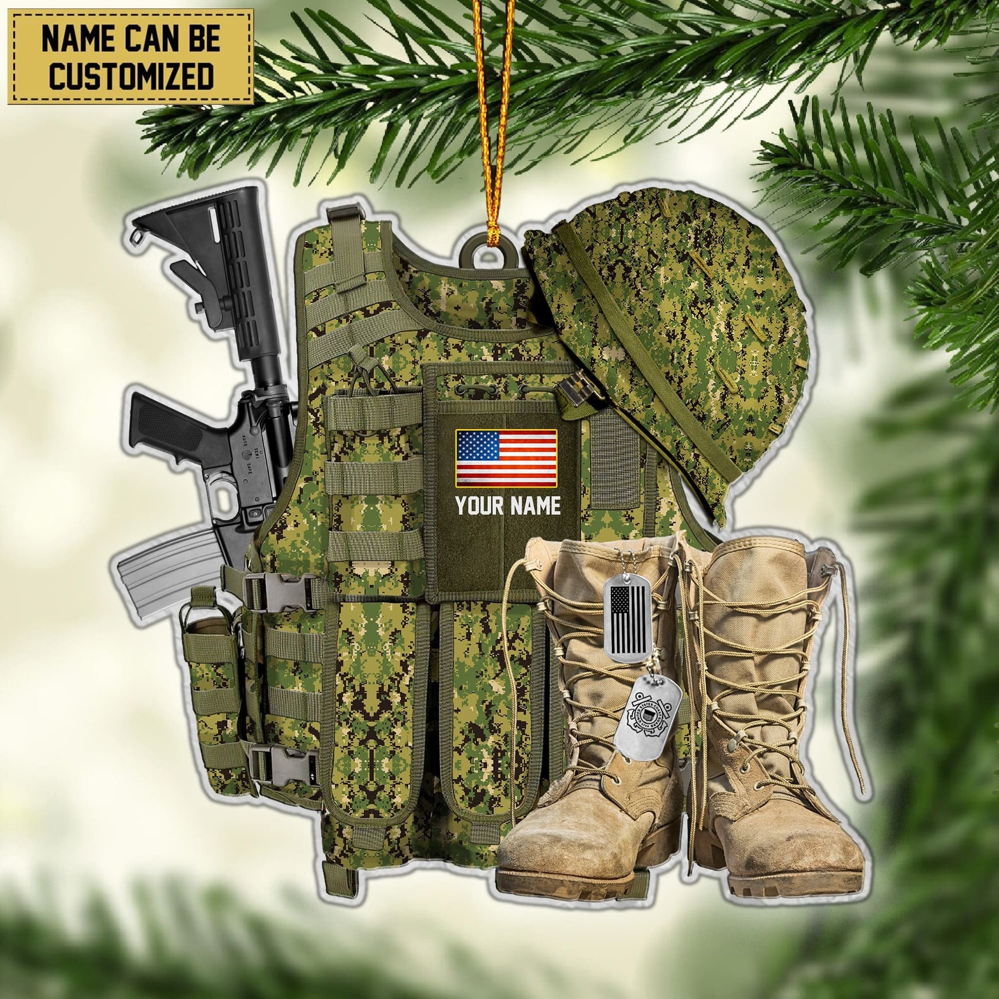 Premium Personalized Military Uniform US Veteran Ornament APVC260901