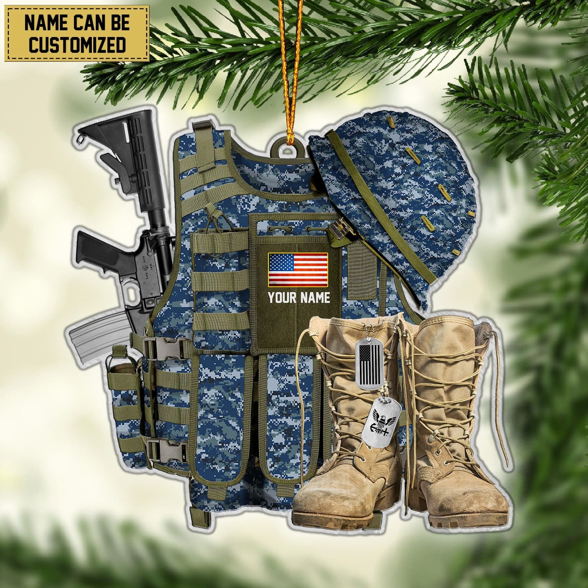 Premium Personalized Military Uniform US Veteran Ornament APVC260901