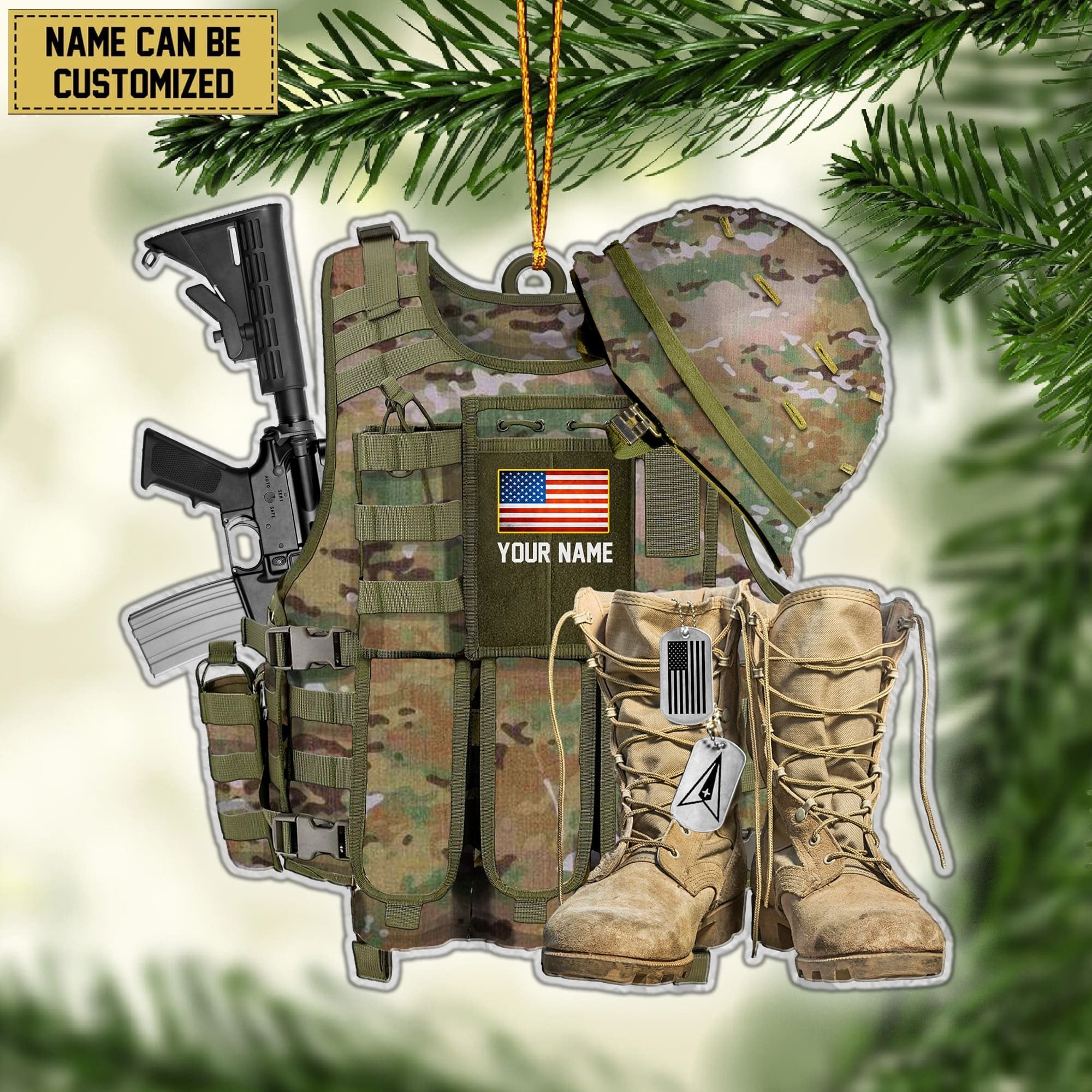 Premium Personalized Military Uniform US Veteran Ornament APVC260901
