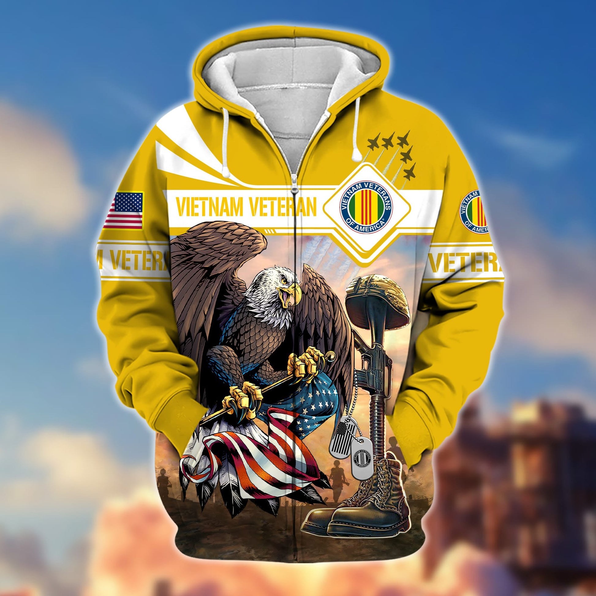 Premium Proudly Served US Veteran Zip Hoodie APVC021001