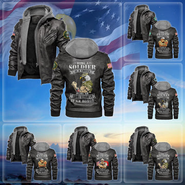 Premium Proudly Served US Veteran Leather Jacket APVC130903