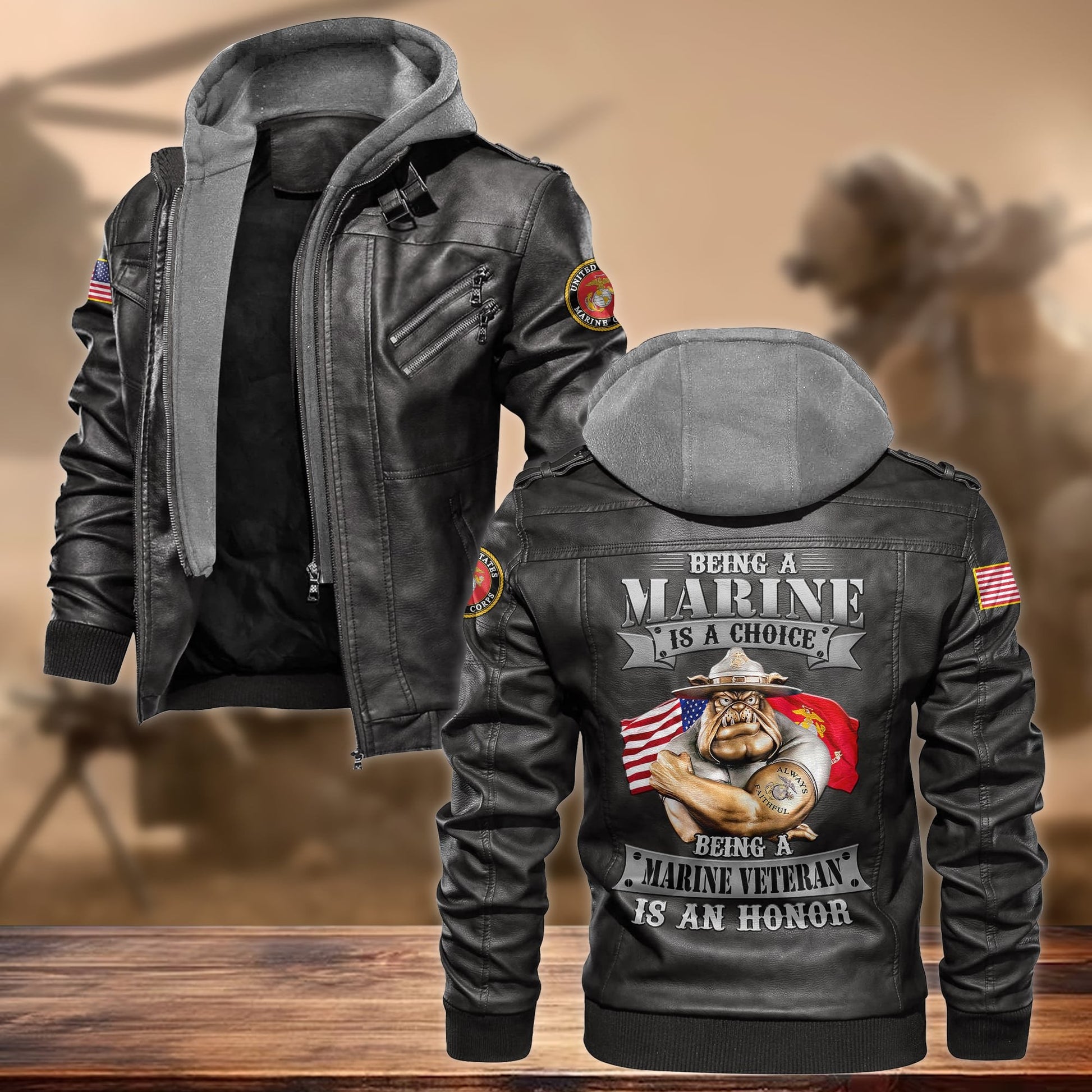Premium Proudly Served US Veteran Leather Jacket APVC130903