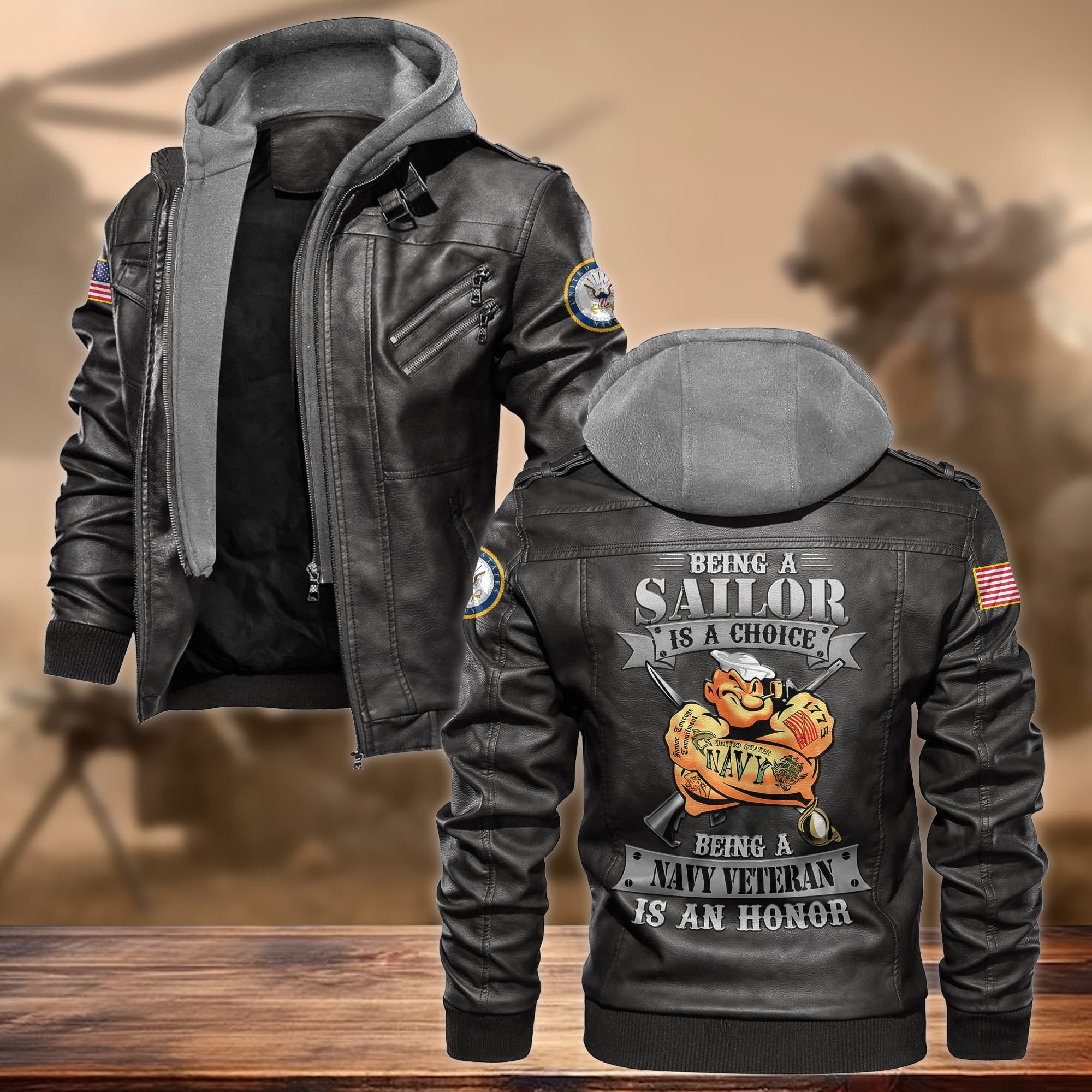 Premium Proudly Served US Veteran Leather Jacket APVC130903