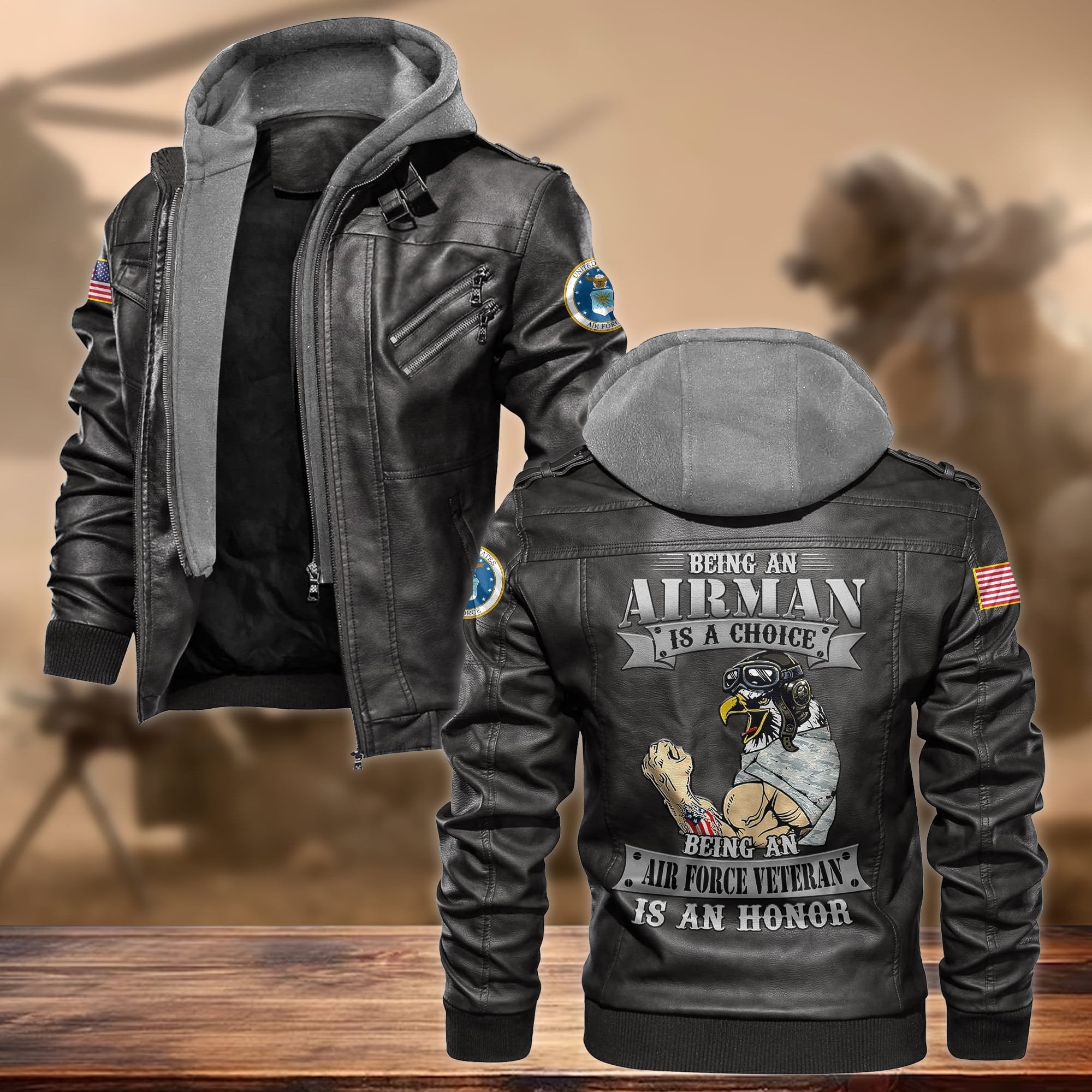 Premium Proudly Served US Veteran Leather Jacket APVC130903