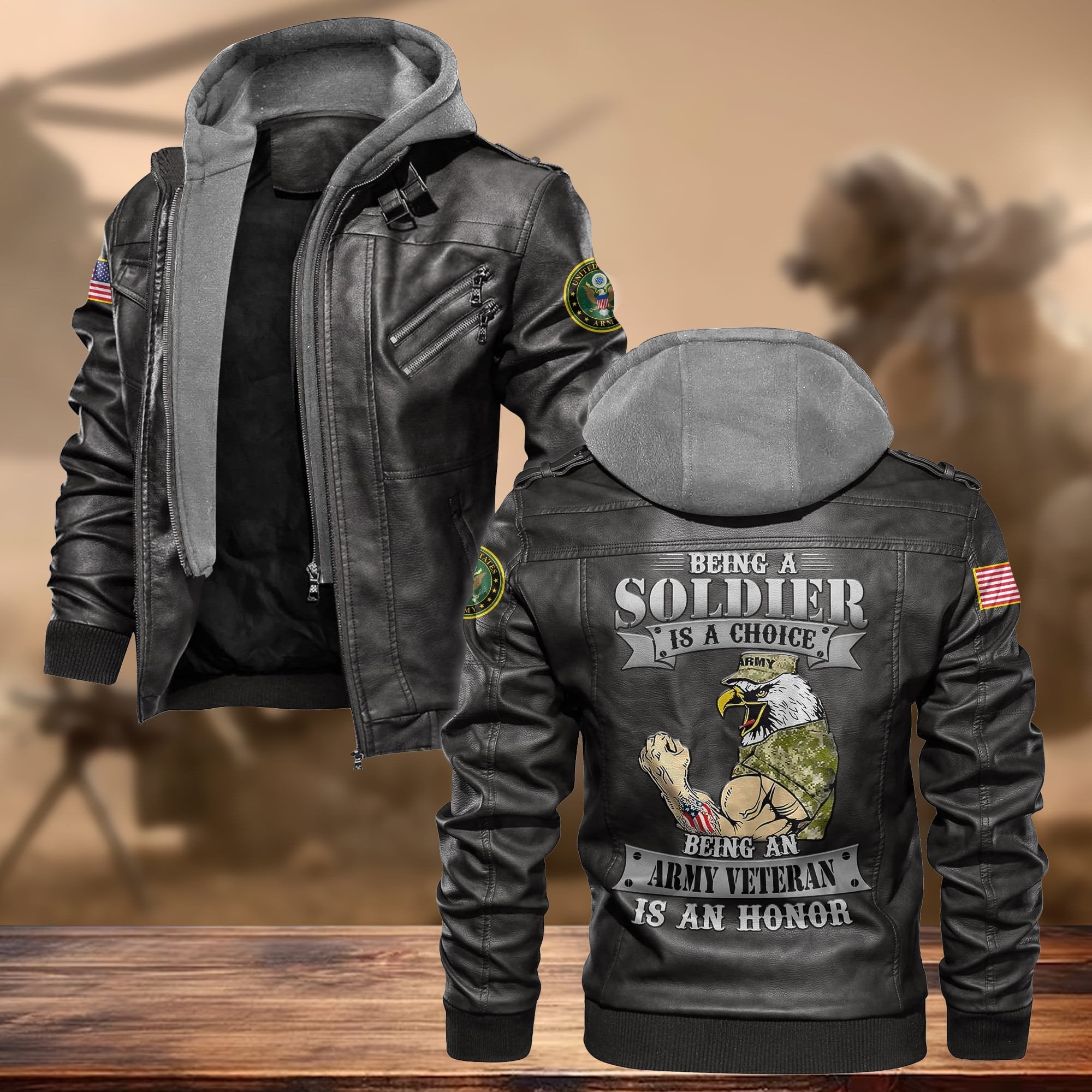 Premium Proudly Served US Veteran Leather Jacket APVC130903