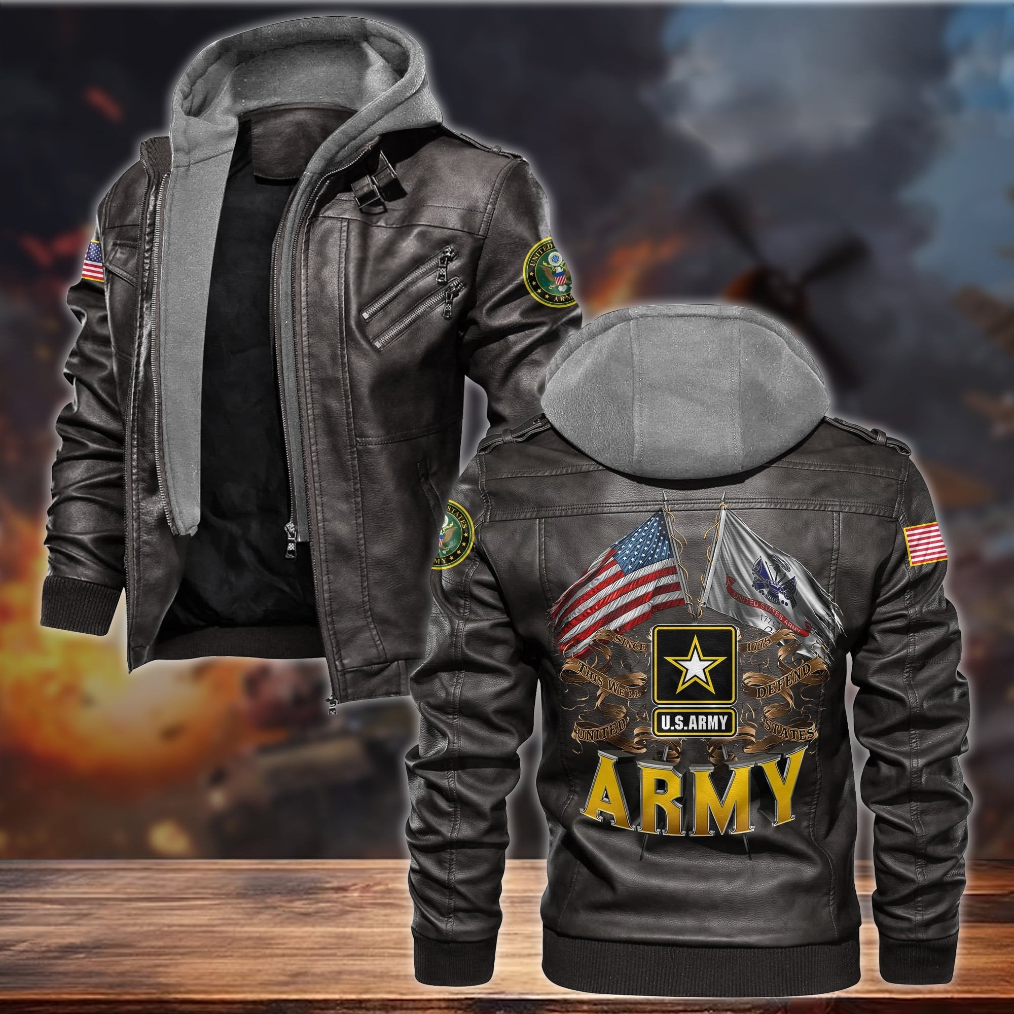 Premium Proudly Served US Veteran Leather Jacket APVC130902