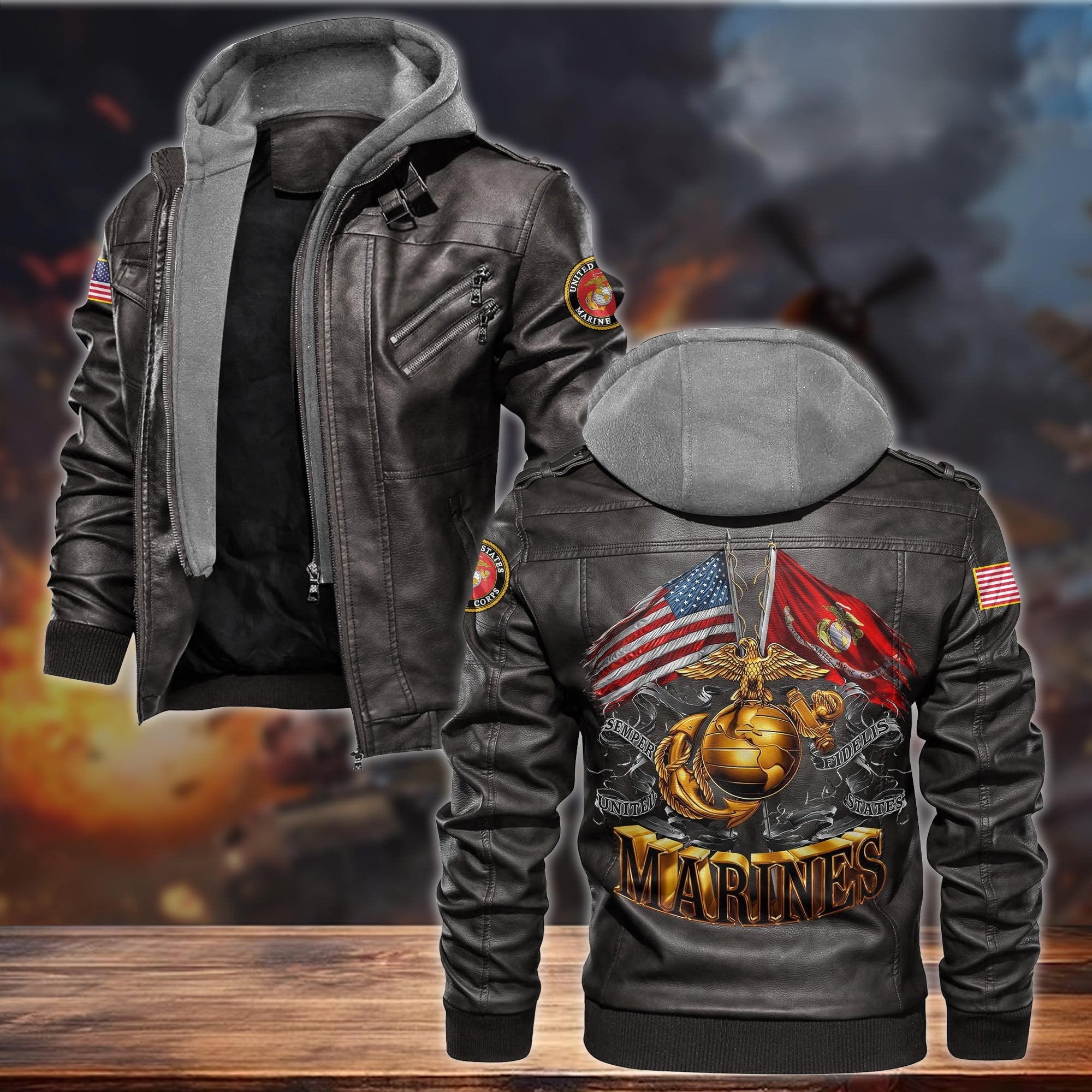 Premium Proudly Served US Veteran Leather Jacket APVC130902