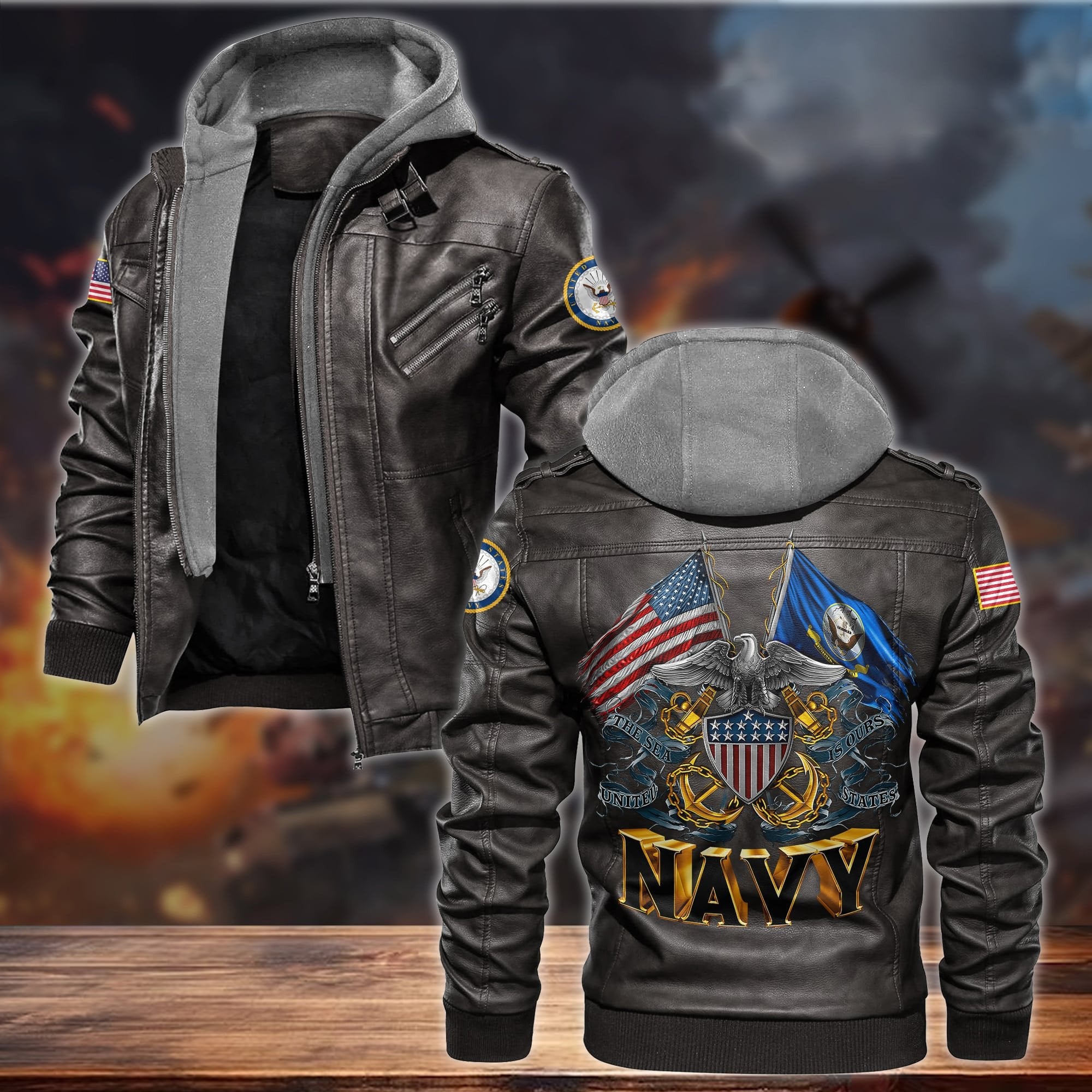 Premium Proudly Served US Veteran Leather Jacket APVC130902
