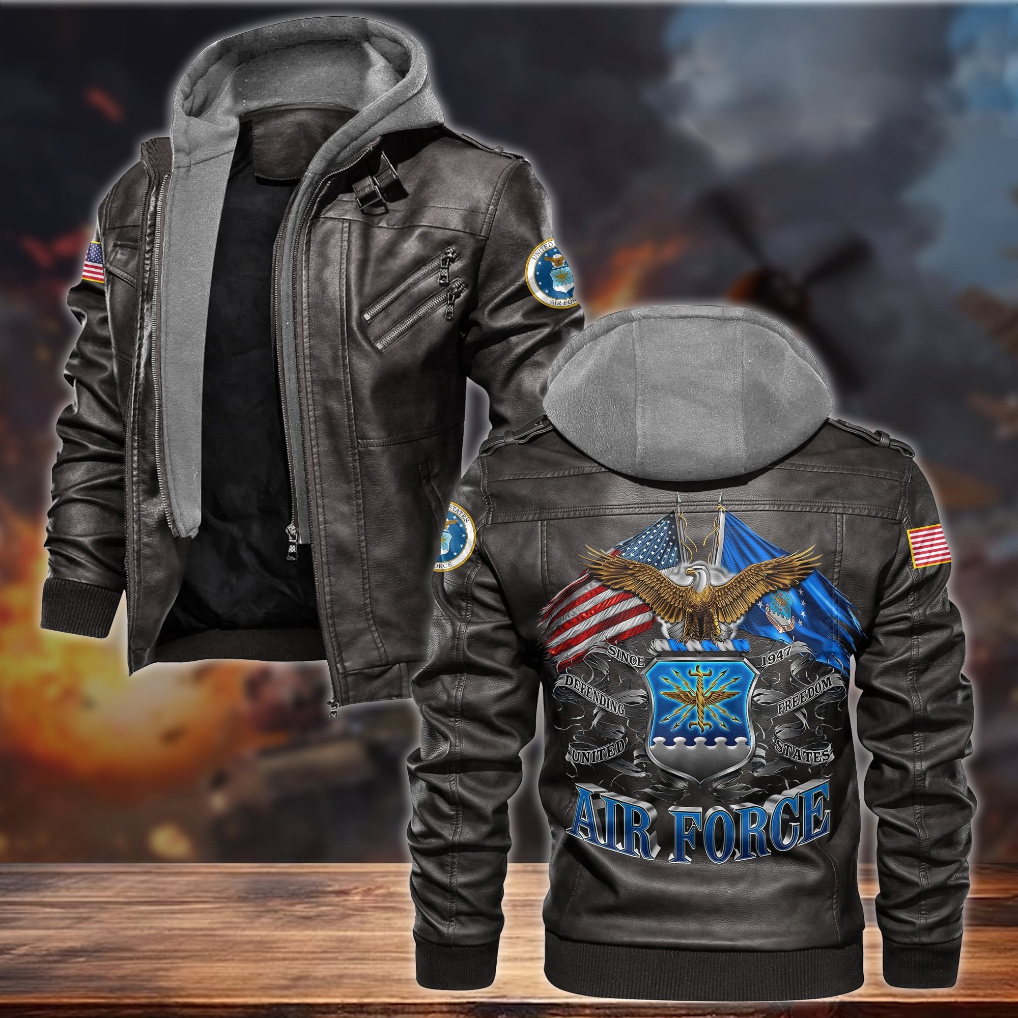 Premium Proudly Served US Veteran Leather Jacket APVC130902