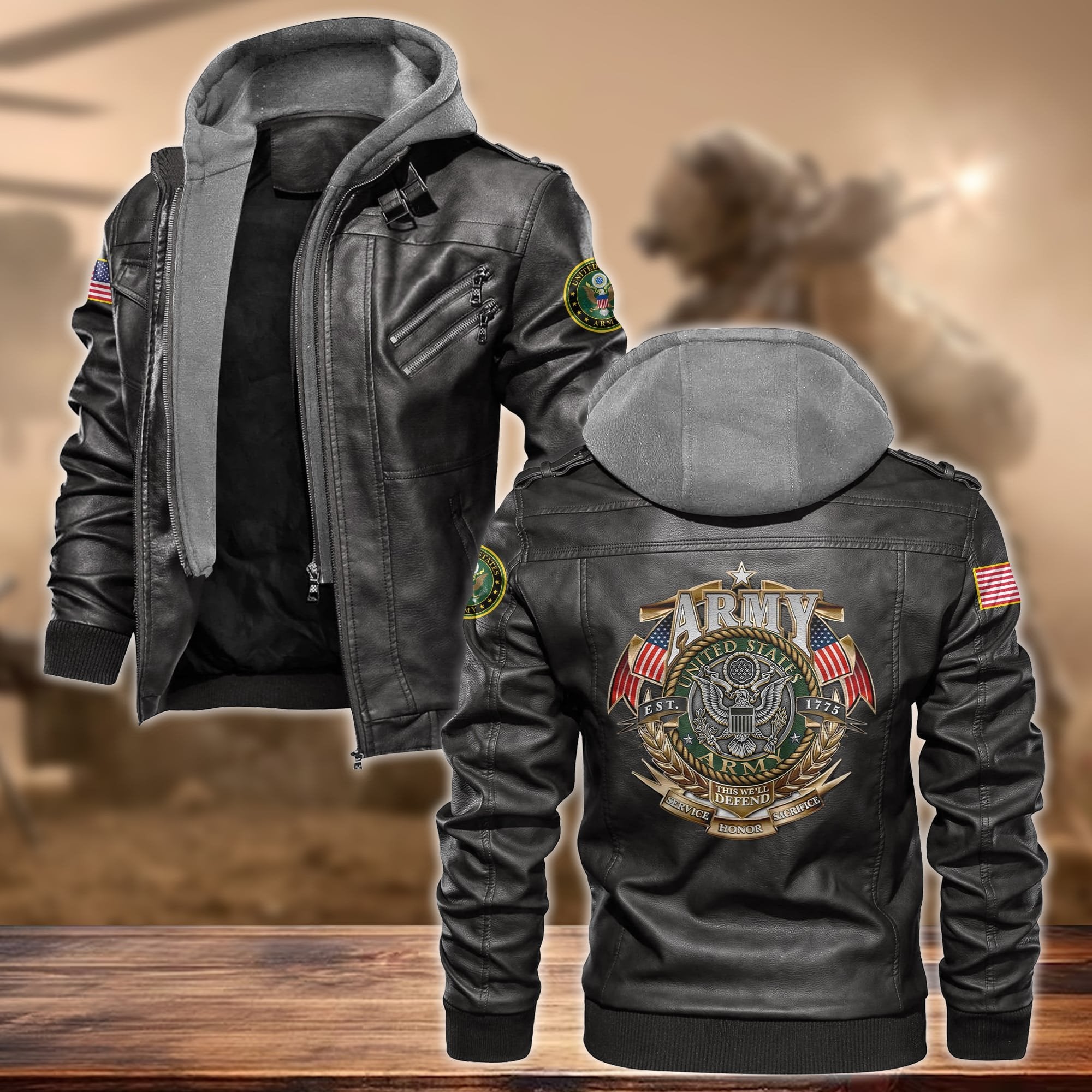 Premium Multiple US Military Services US Veteran Leather Jacket APVC130901