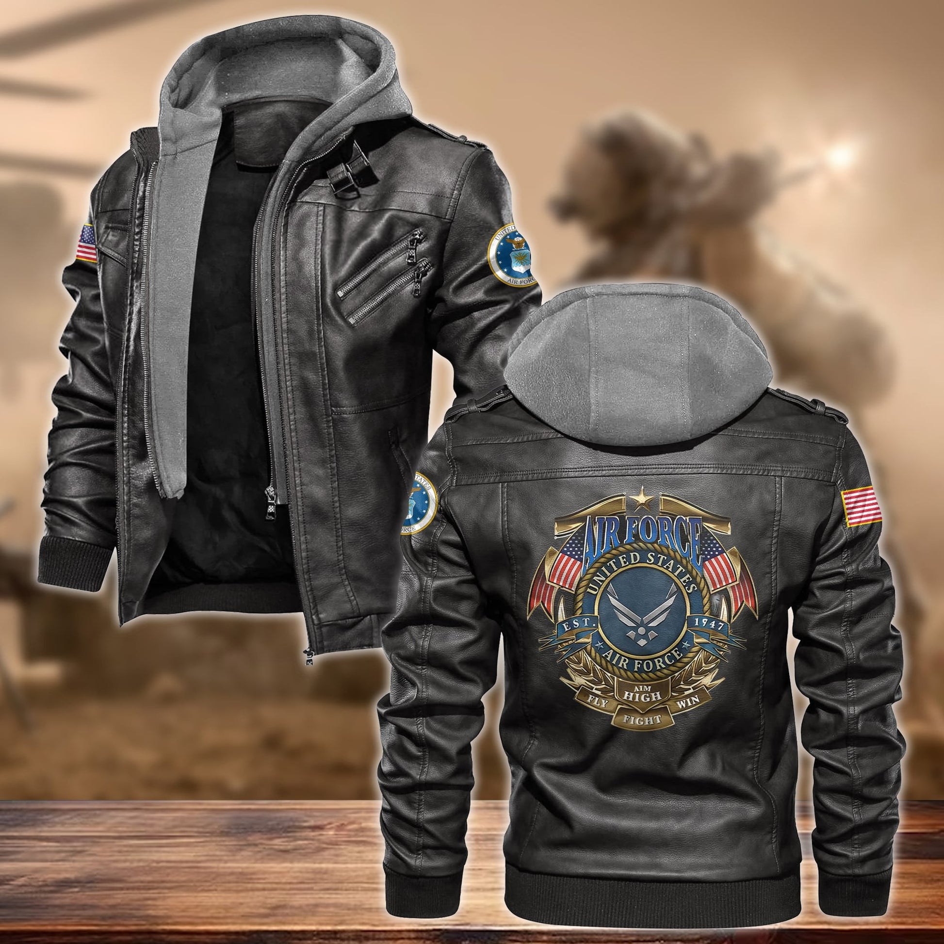 Premium Multiple US Military Services US Veteran Leather Jacket APVC130901