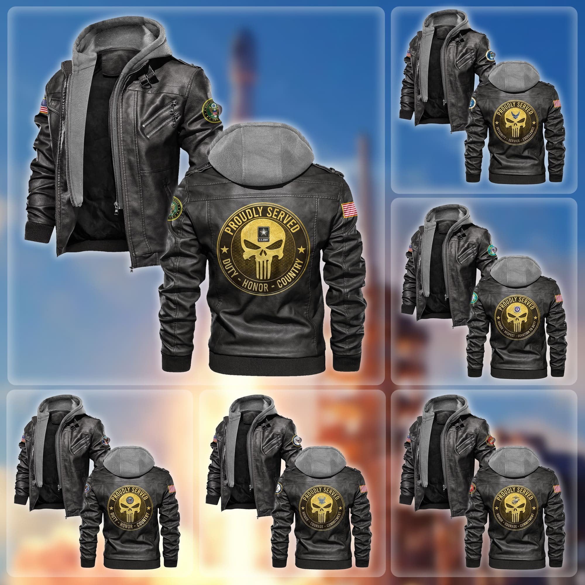 Premium Honoring All Who Served US Veteran Leather Jacket APVC091004