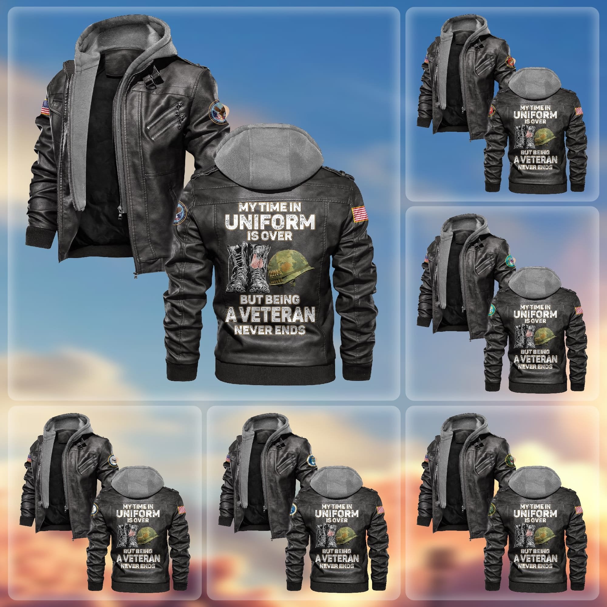 Premium My Time In Uniform Is Over But Being A Veteran Never Ends US Veteran Leather Jacket APVC091003