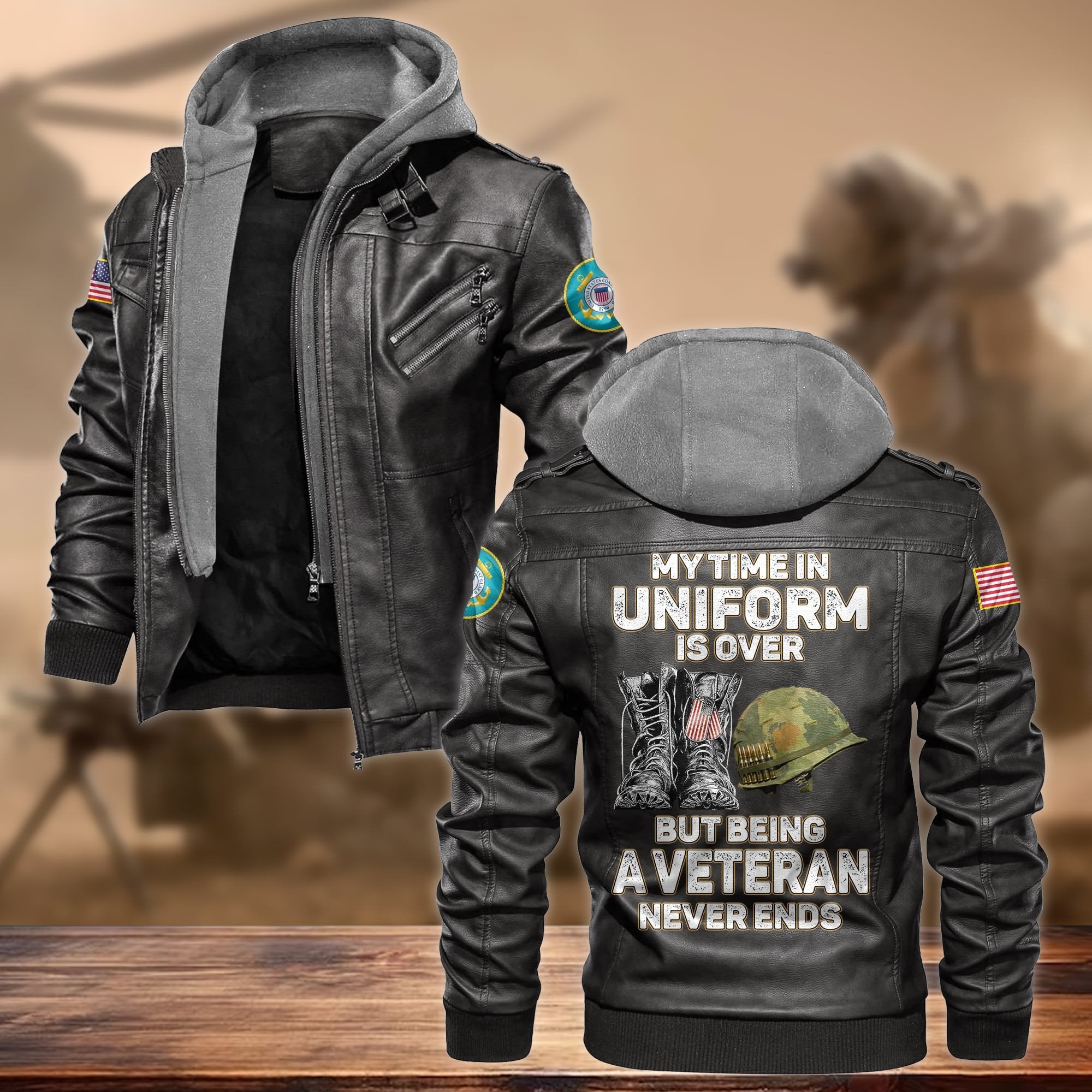 Premium My Time In Uniform Is Over But Being A Veteran Never Ends US Veteran Leather Jacket APVC091003
