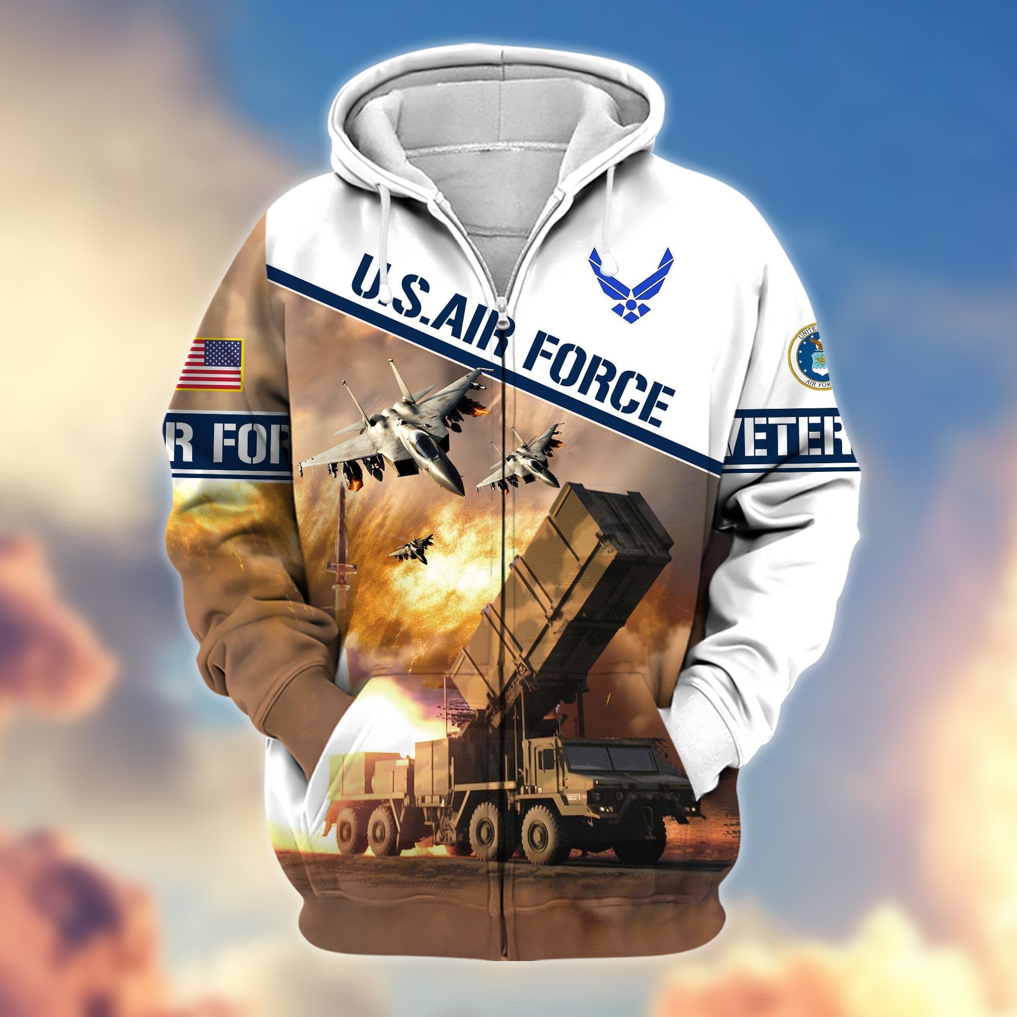 Premium Proudly Served US Veteran Zip Hoodie APVC081101