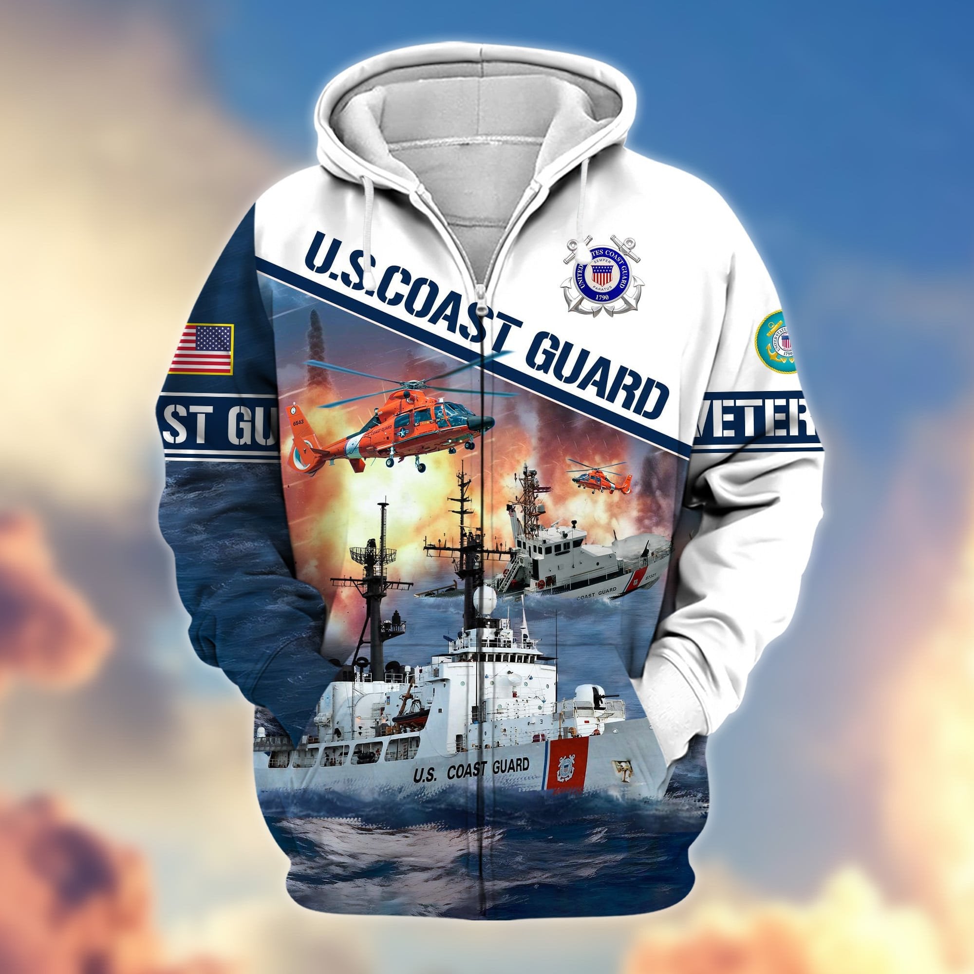 Premium Proudly Served US Veteran Zip Hoodie APVC081101