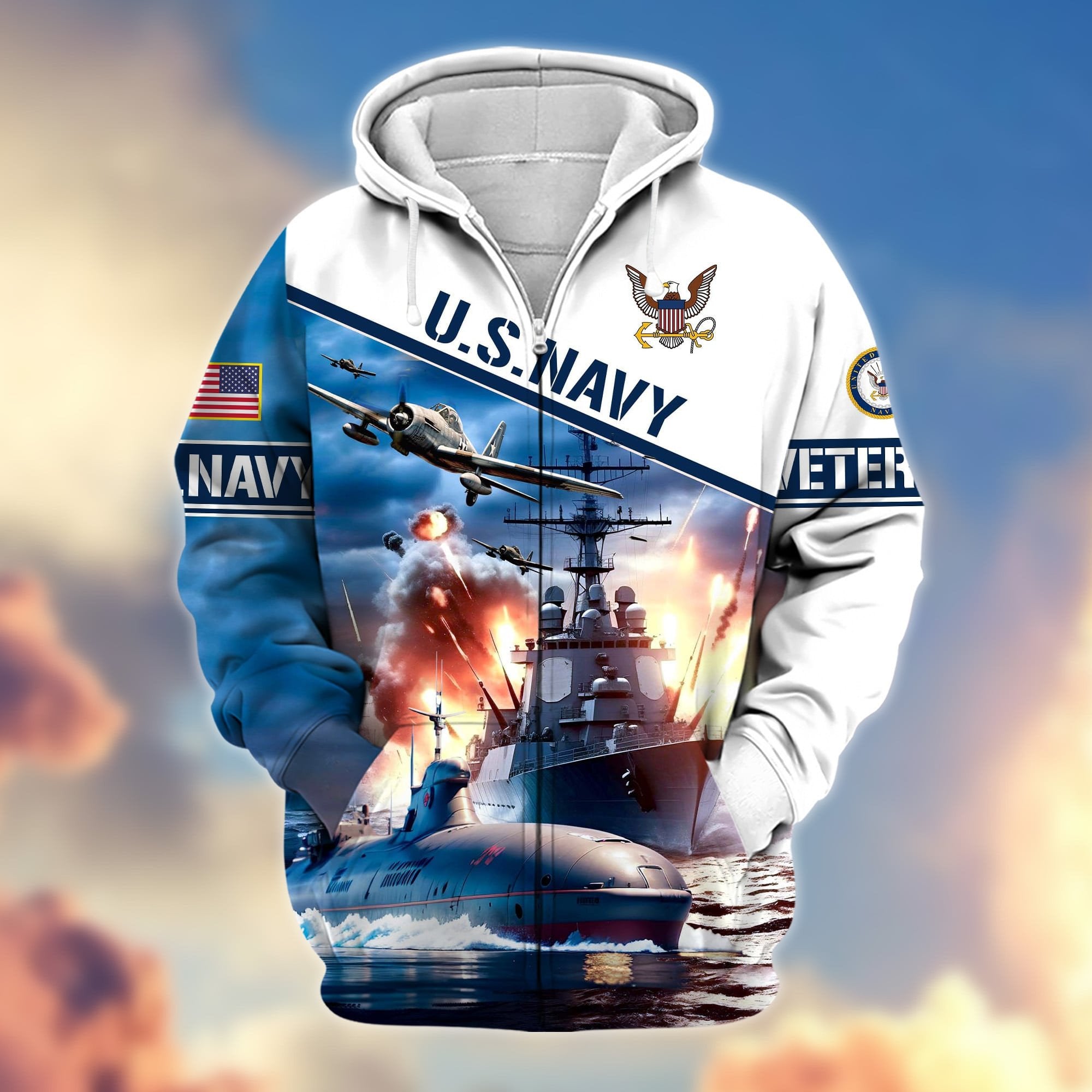 Premium Proudly Served US Veteran Zip Hoodie APVC081101