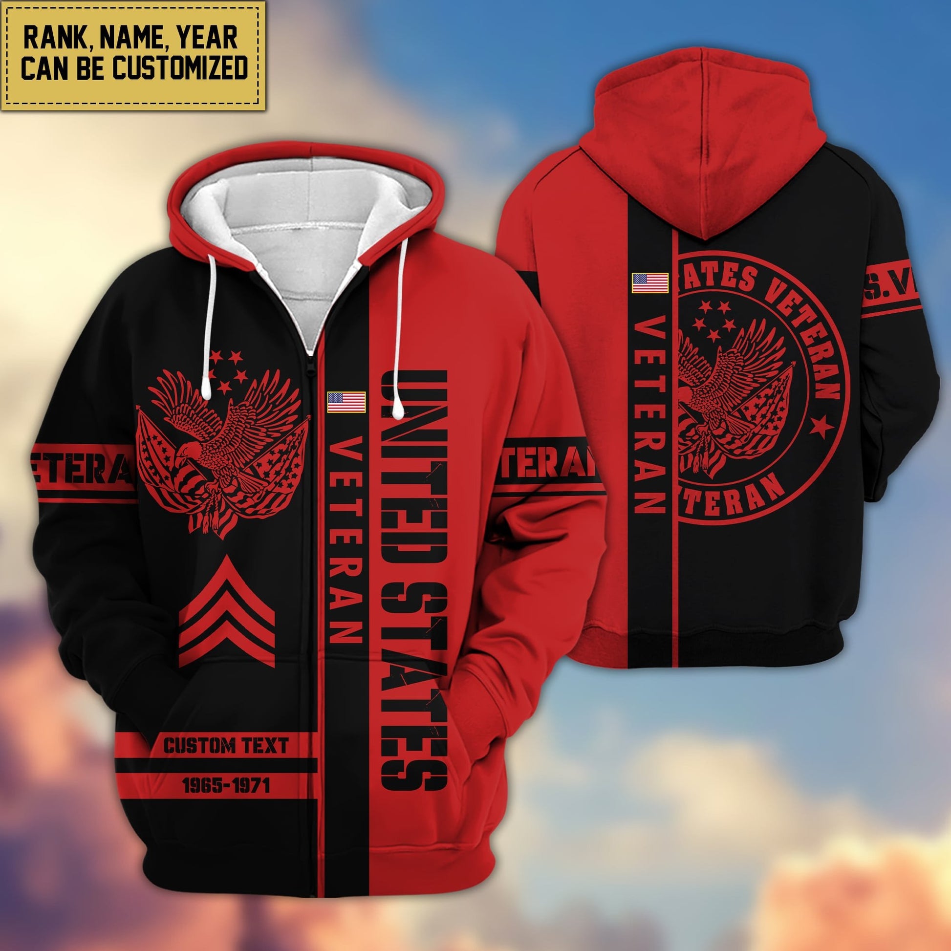 Premium Personalized Proudly Served US Veteran Zip Hoodie APVC141201