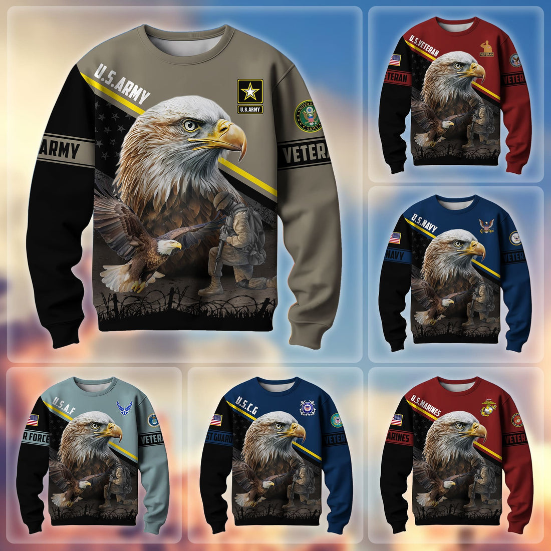 Premium US Multiple Service US Veterans Sweatshirt APVC030202