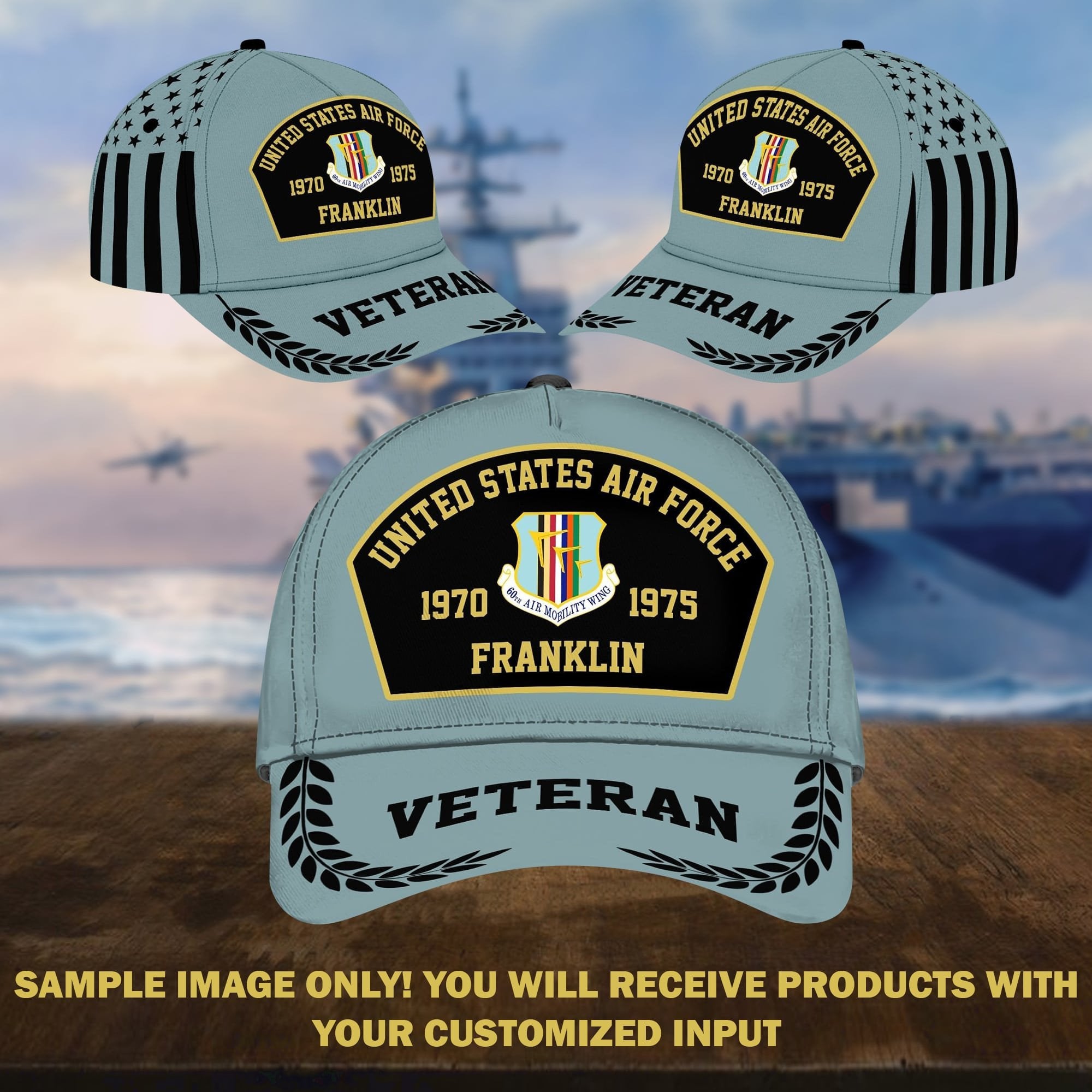 Premium Custom Unit, Name, Years of Service US Veterans Cap APVC250101