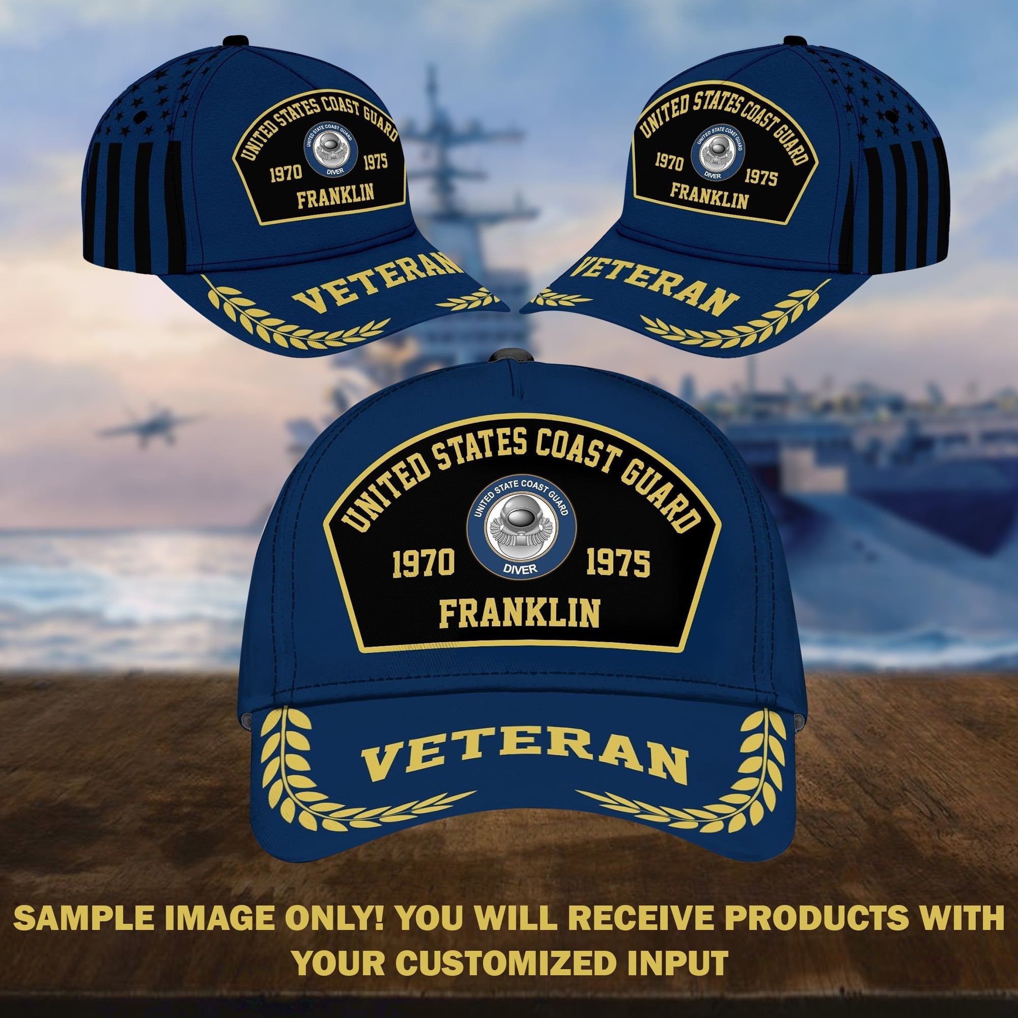 Premium Custom Unit, Name, Years of Service US Veterans Cap APVC250101