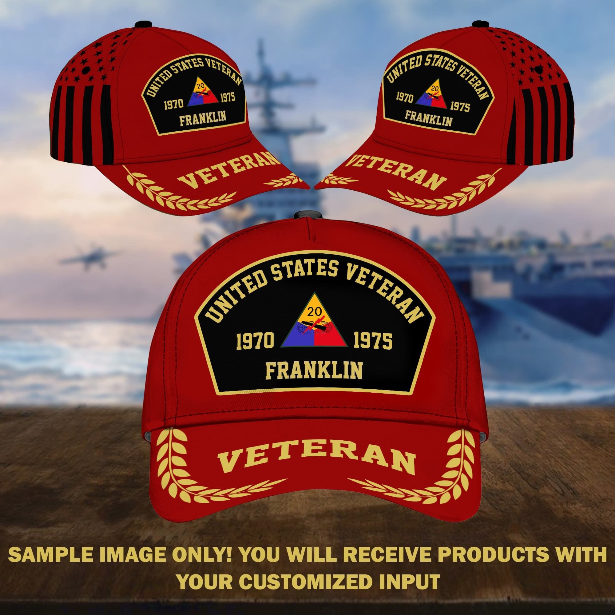 Premium Custom Unit, Name, Years of Service US Veterans Cap APVC250101