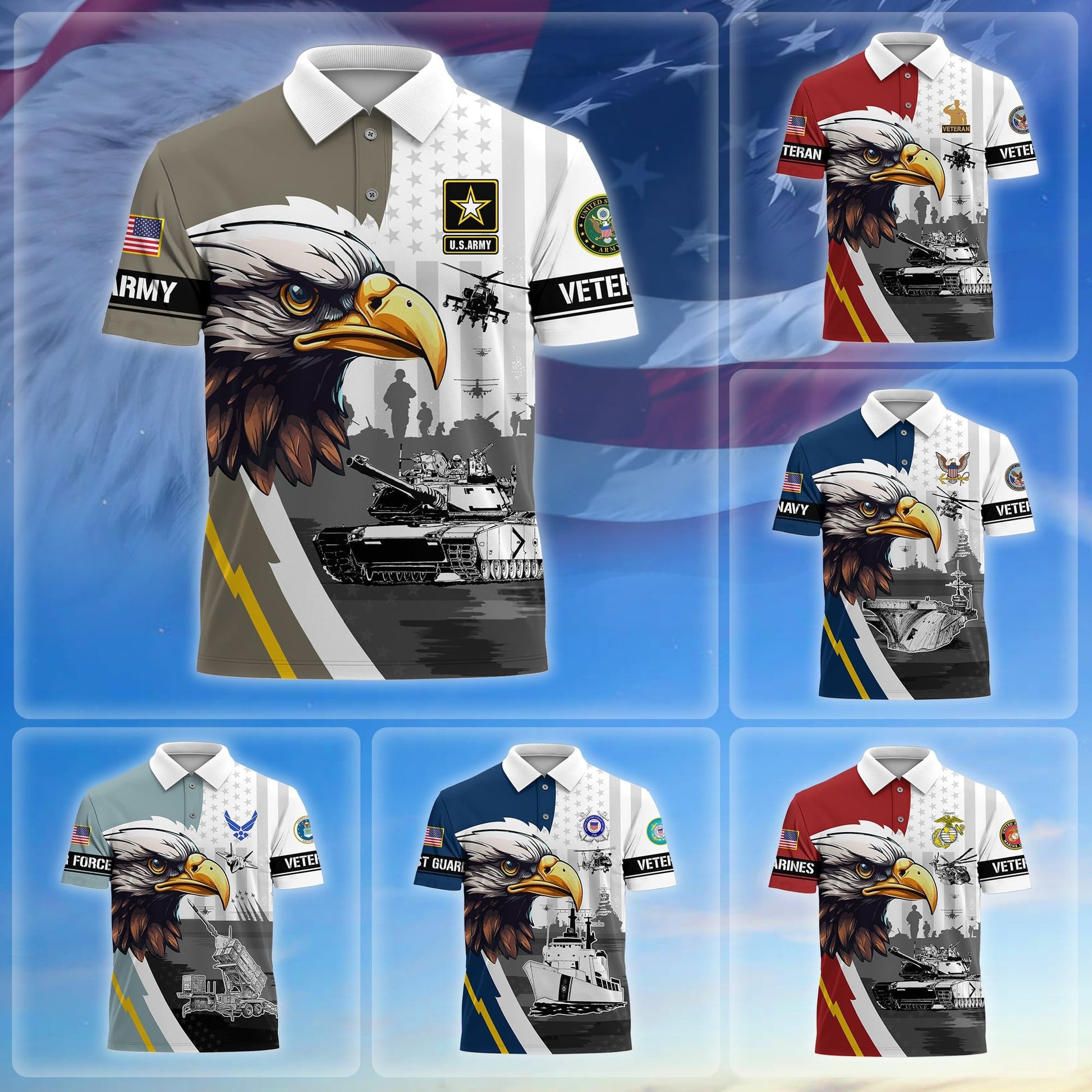 Premium Honoring All Who Served US Veterans Polo Shirt APVC220202