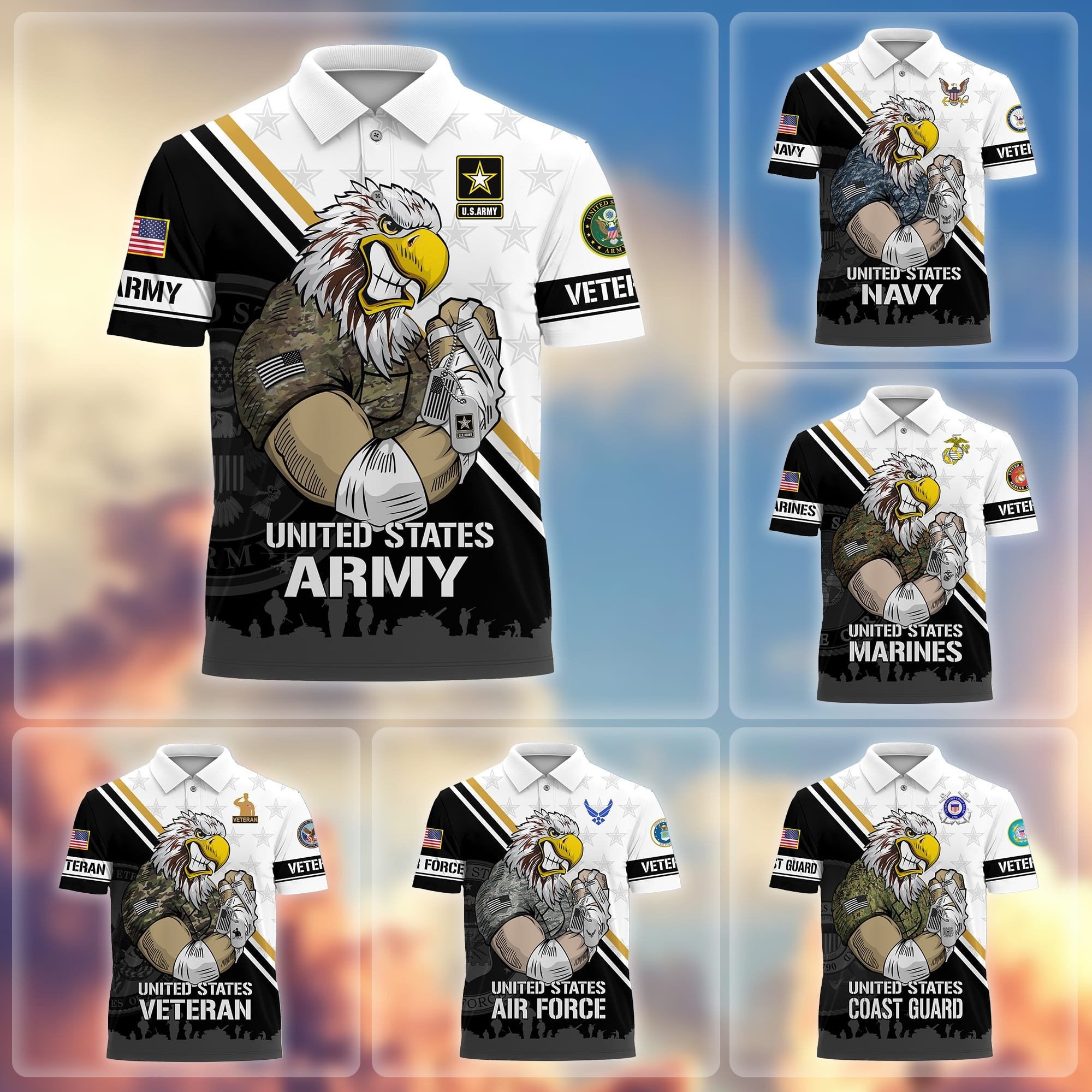 Premium Proudly Served US Veterans Polo Shirt APVC010301