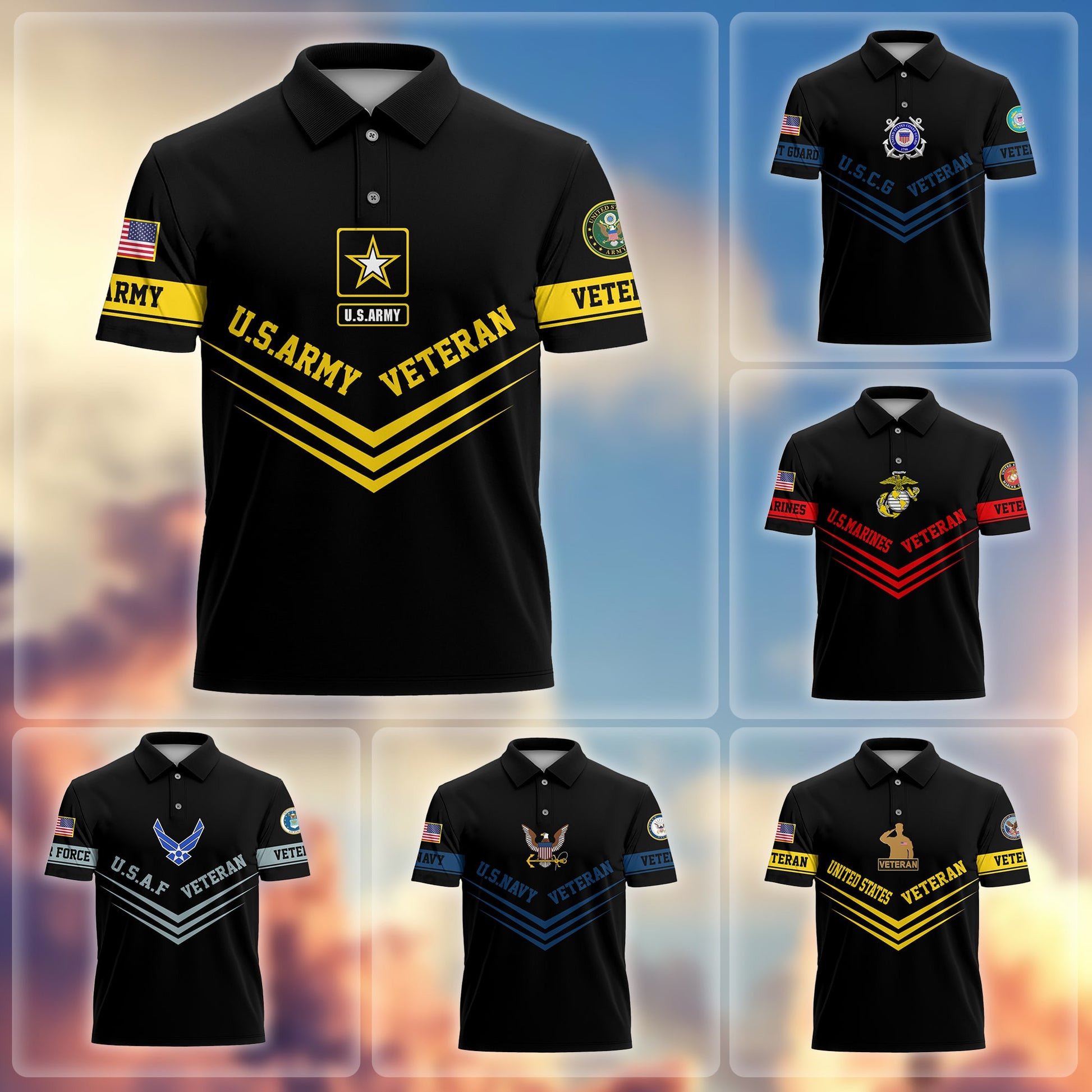 Premium Multiservice US Veterans Polo Shirt APVC070302