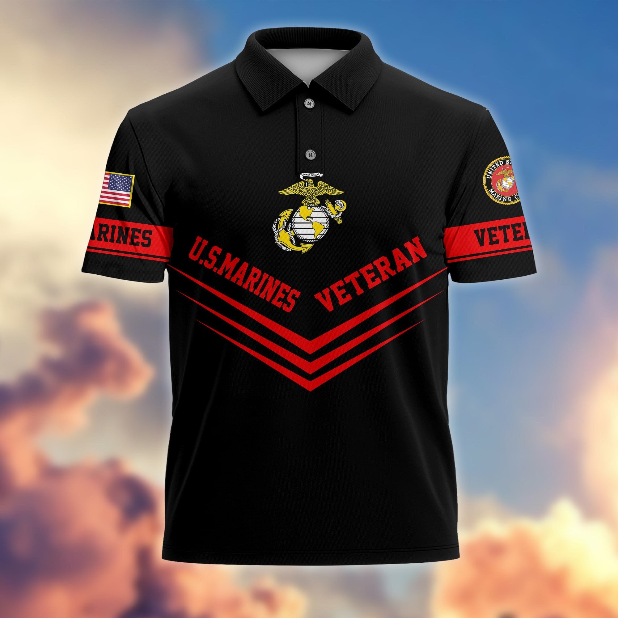 Premium Multiservice US Veterans Polo Shirt APVC070302
