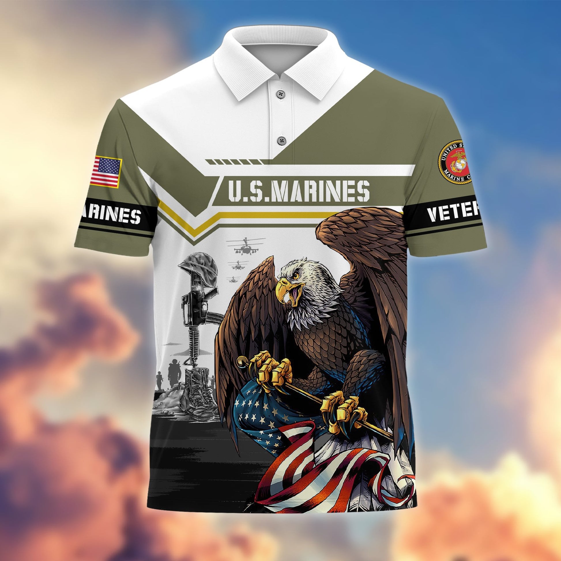 Premium Honoring All Who Served US Veterans Polo Shirt APVC120301