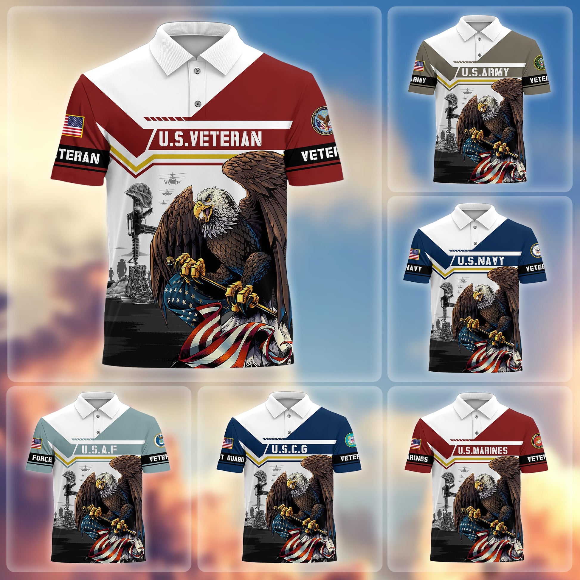 Premium Honoring All Who Served US Veterans Polo Shirt APVC120301