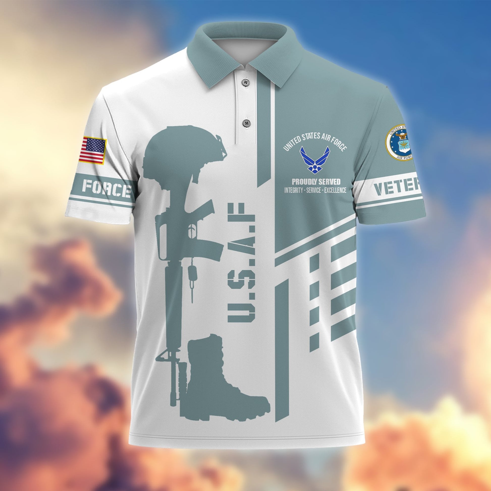 Premium Proudly Served US Veterans Polo Shirt APVC140301