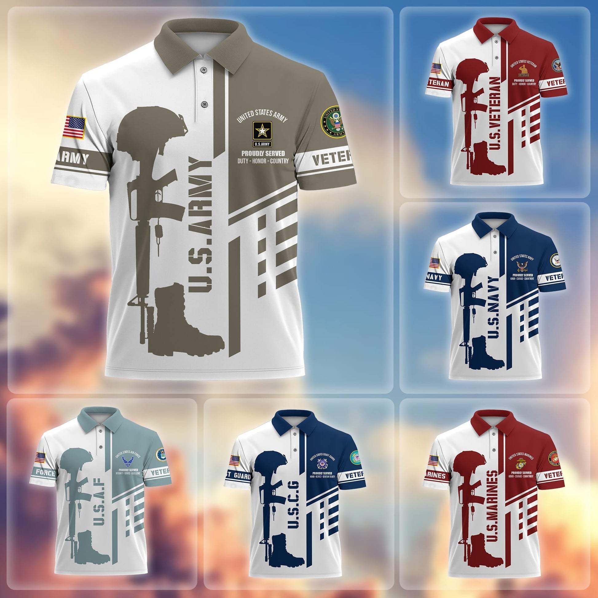 Premium Proudly Served US Veterans Polo Shirt APVC140301