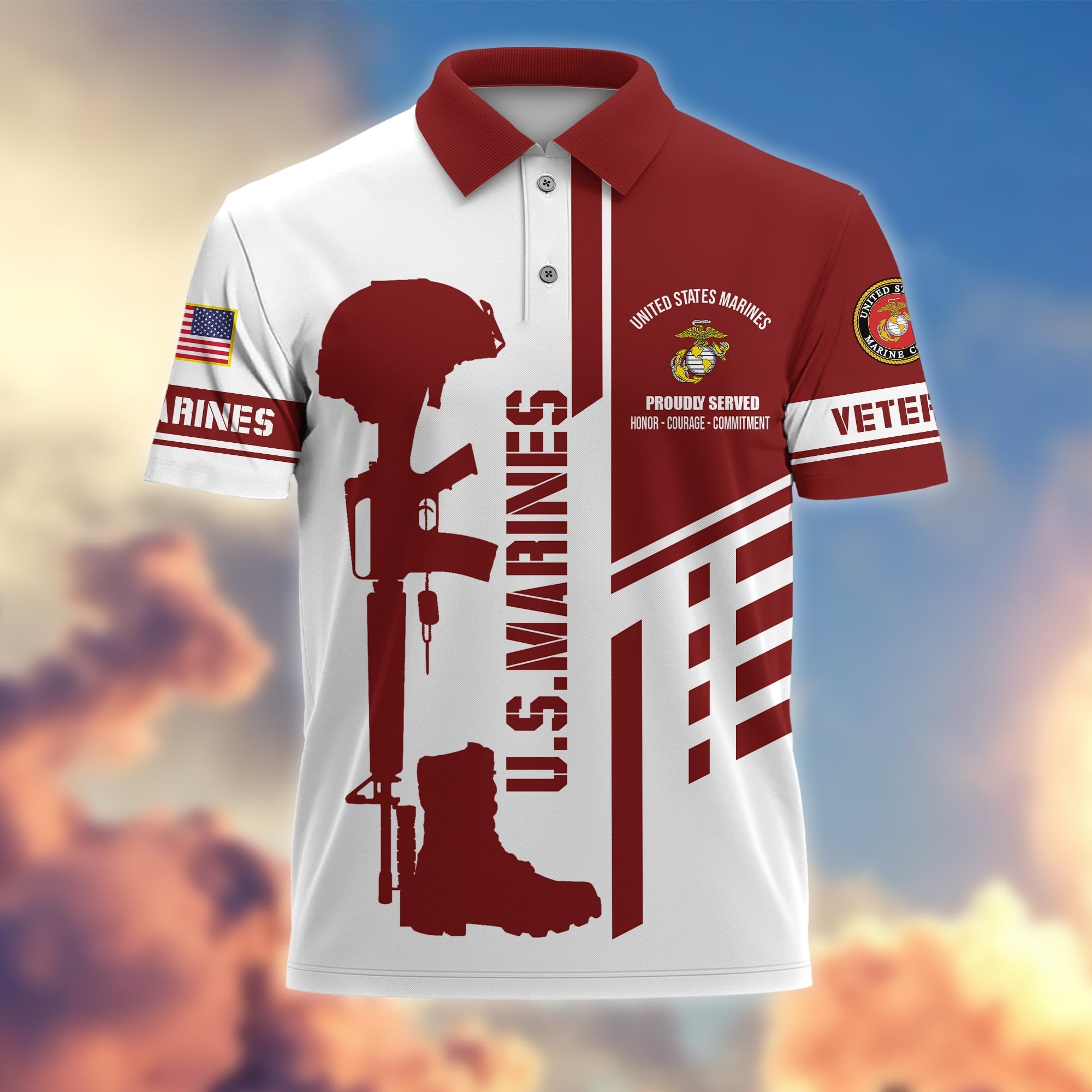 Premium Proudly Served US Veterans Polo Shirt APVC140301