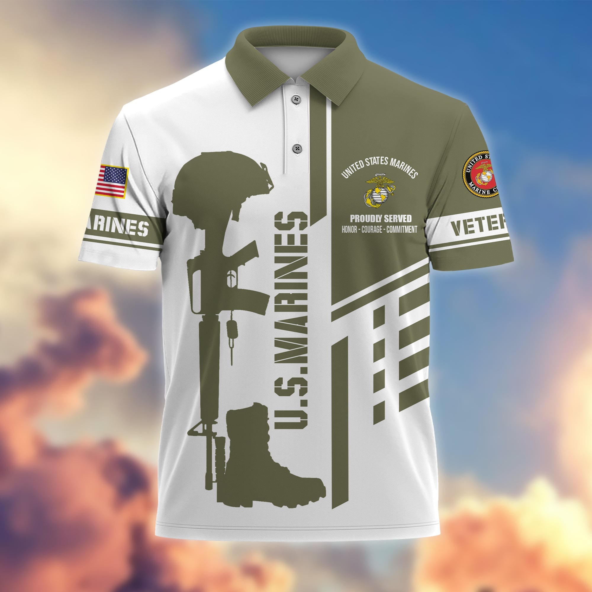 Premium Proudly Served US Veterans Polo Shirt APVC140301