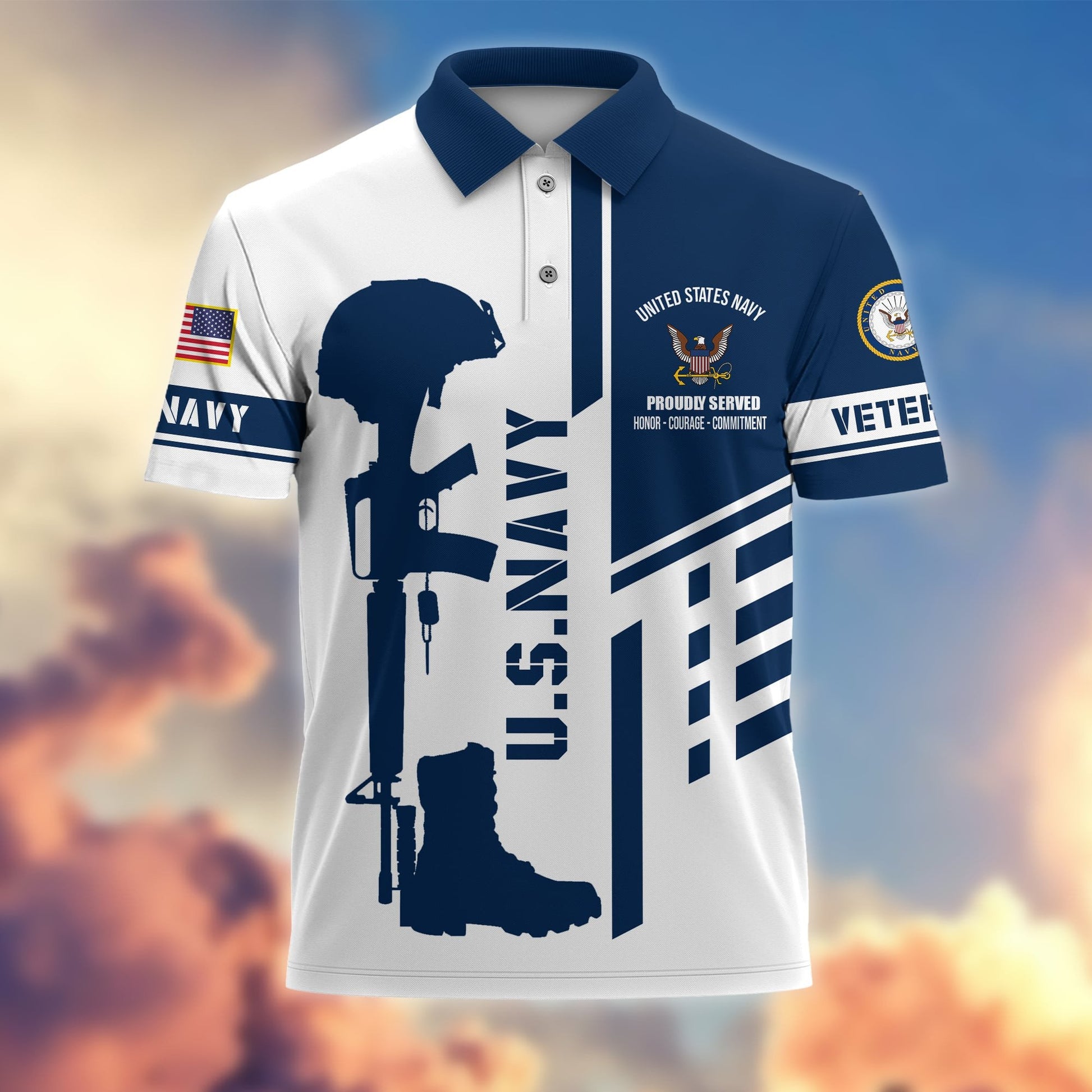 Premium Proudly Served US Veterans Polo Shirt APVC140301