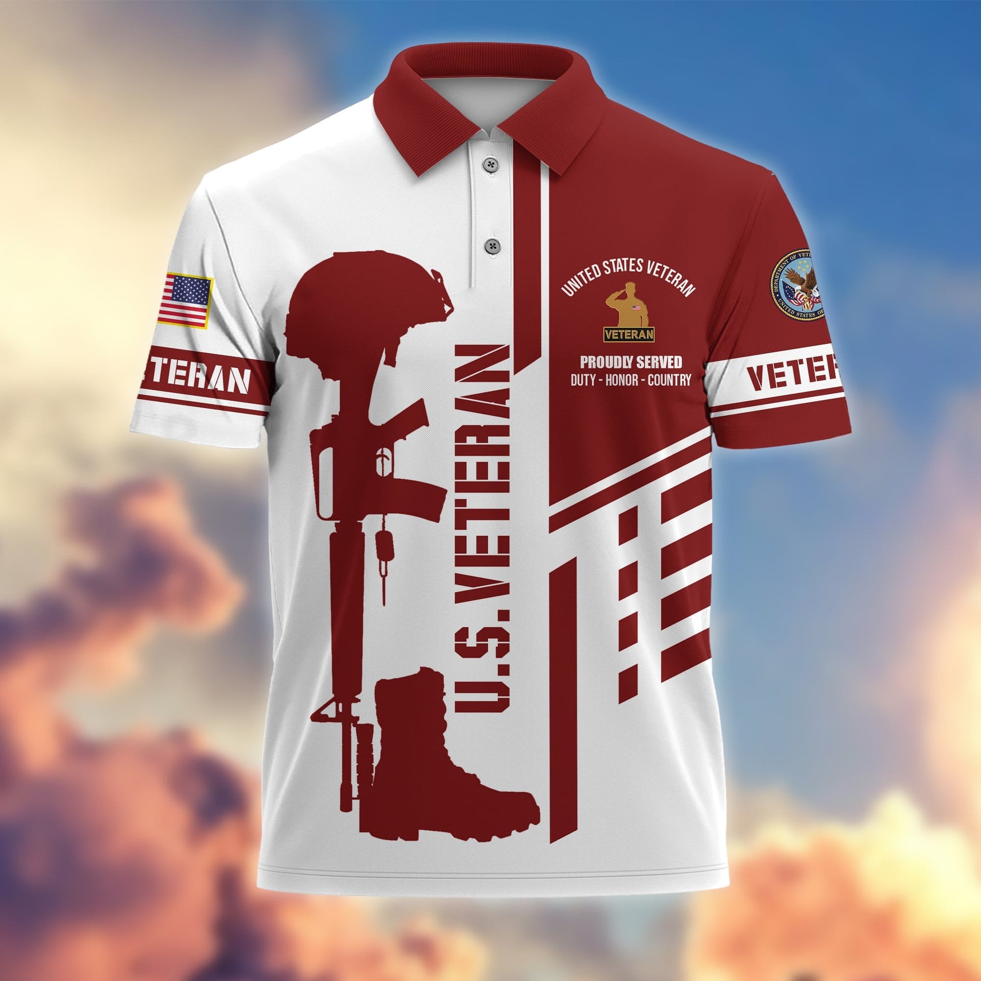 Premium Proudly Served US Veterans Polo Shirt APVC140301
