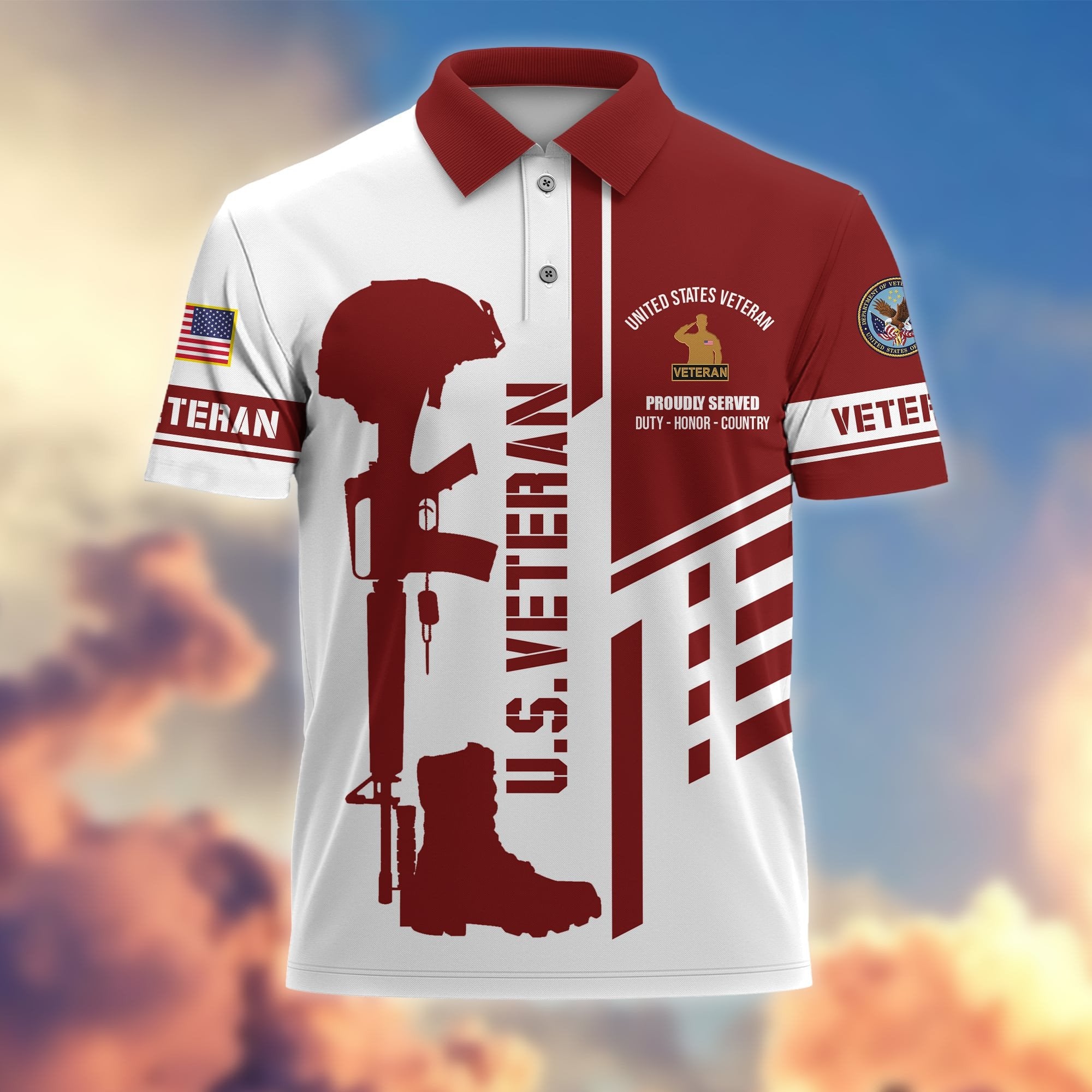 Premium Proudly Served US Veterans Polo Shirt APVC140301