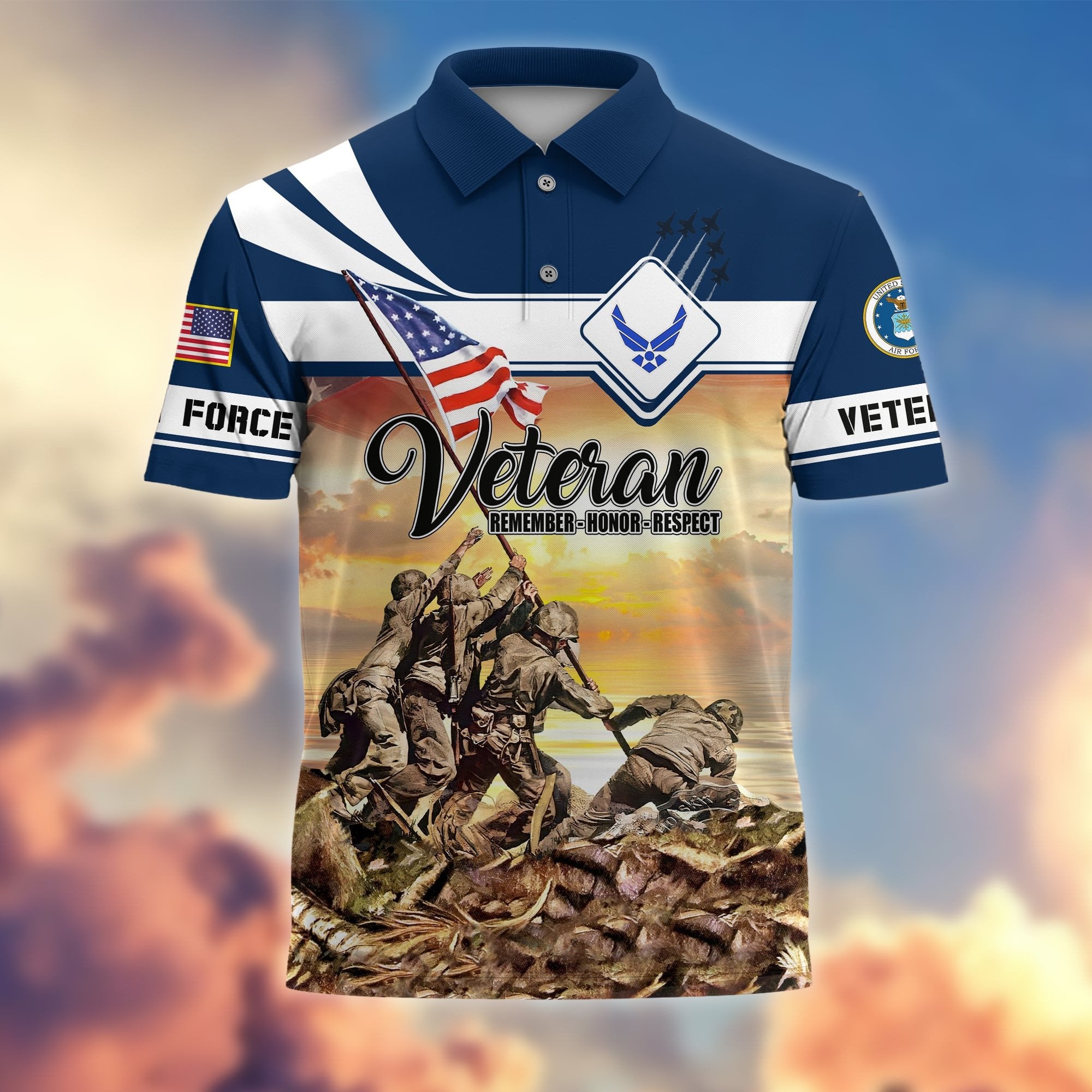 Premium US Veterans Remember - Honor - Respect Polo Shirt APVC250301