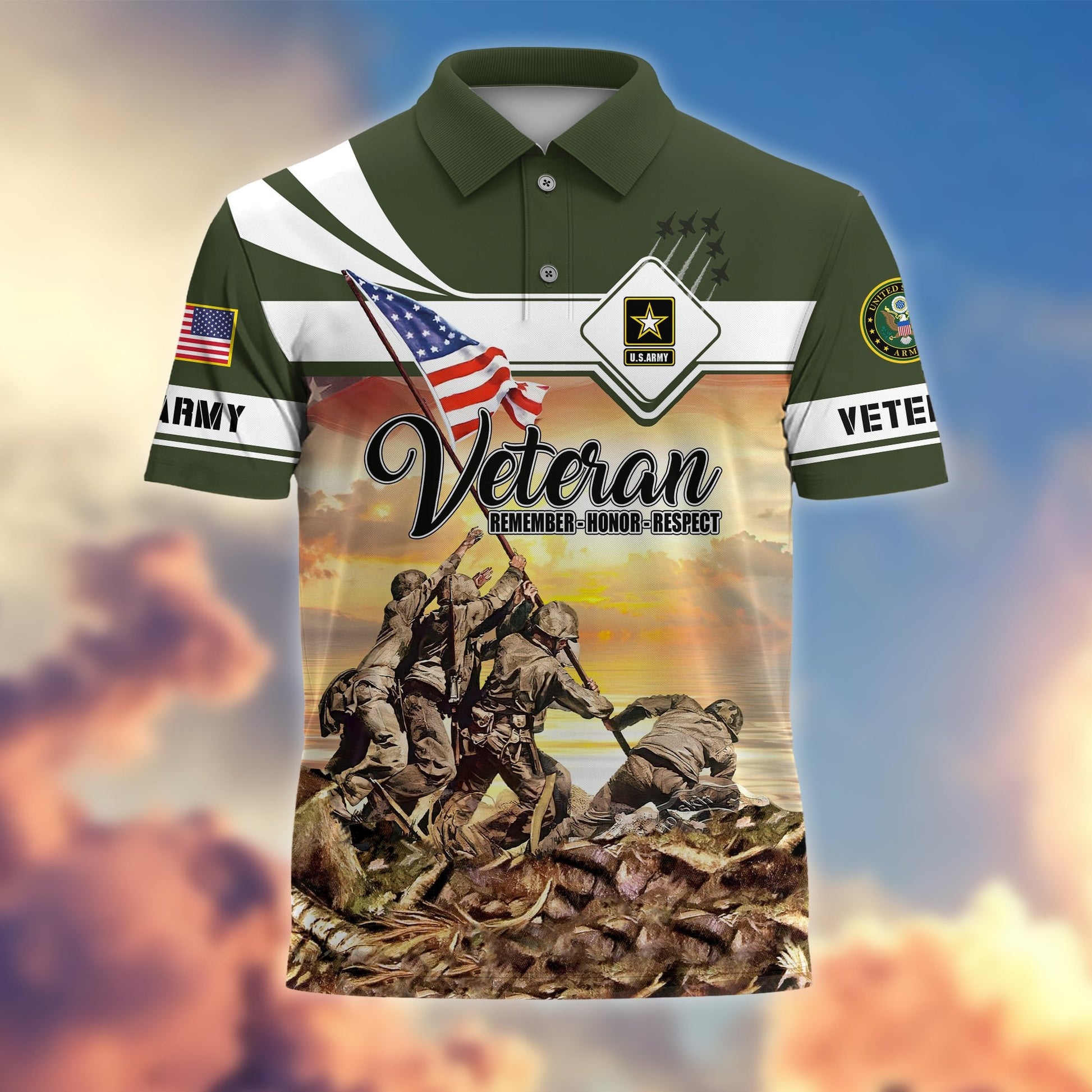 Premium US Veterans Remember - Honor - Respect Polo Shirt APVC250301