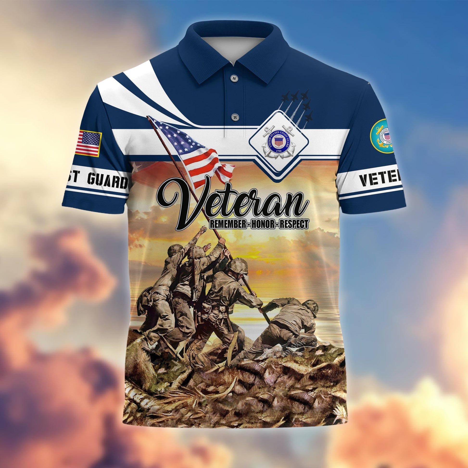 Premium US Veterans Remember - Honor - Respect Polo Shirt APVC250301