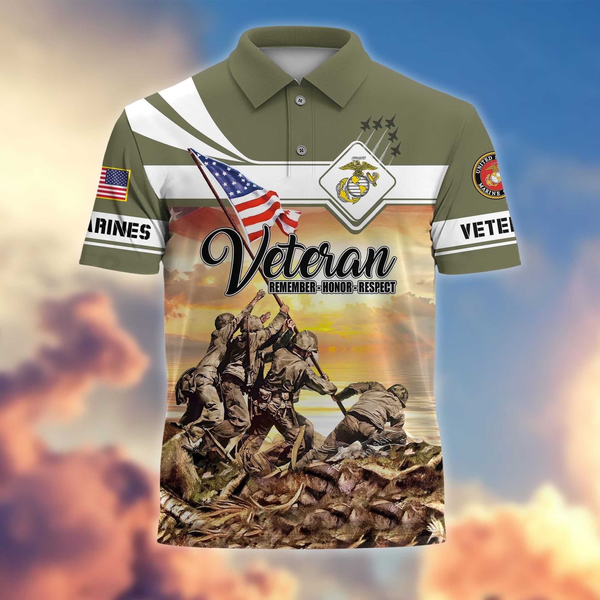 Premium US Veterans Remember - Honor - Respect Polo Shirt APVC250301